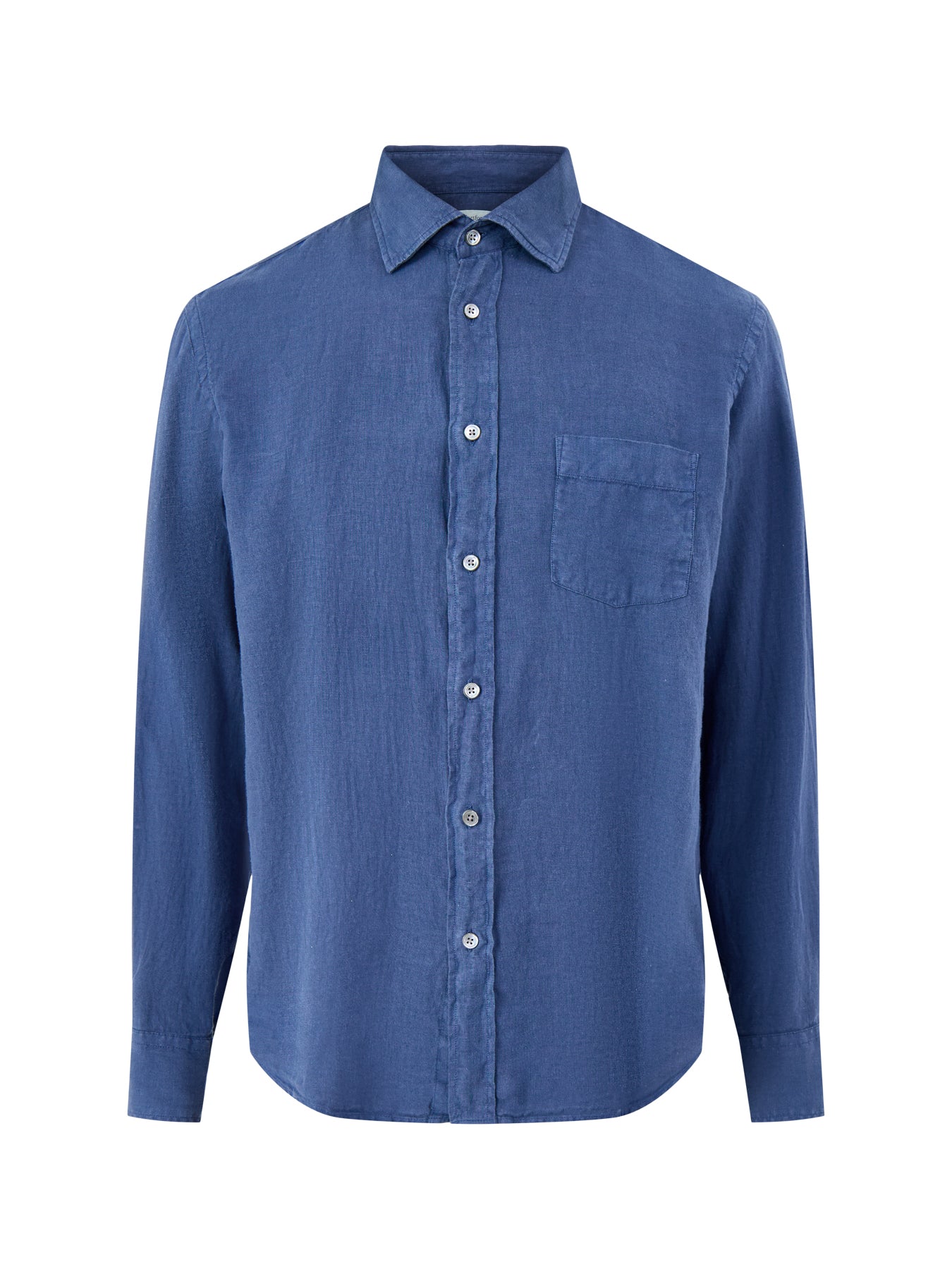Patterned Linen Shirt Blue