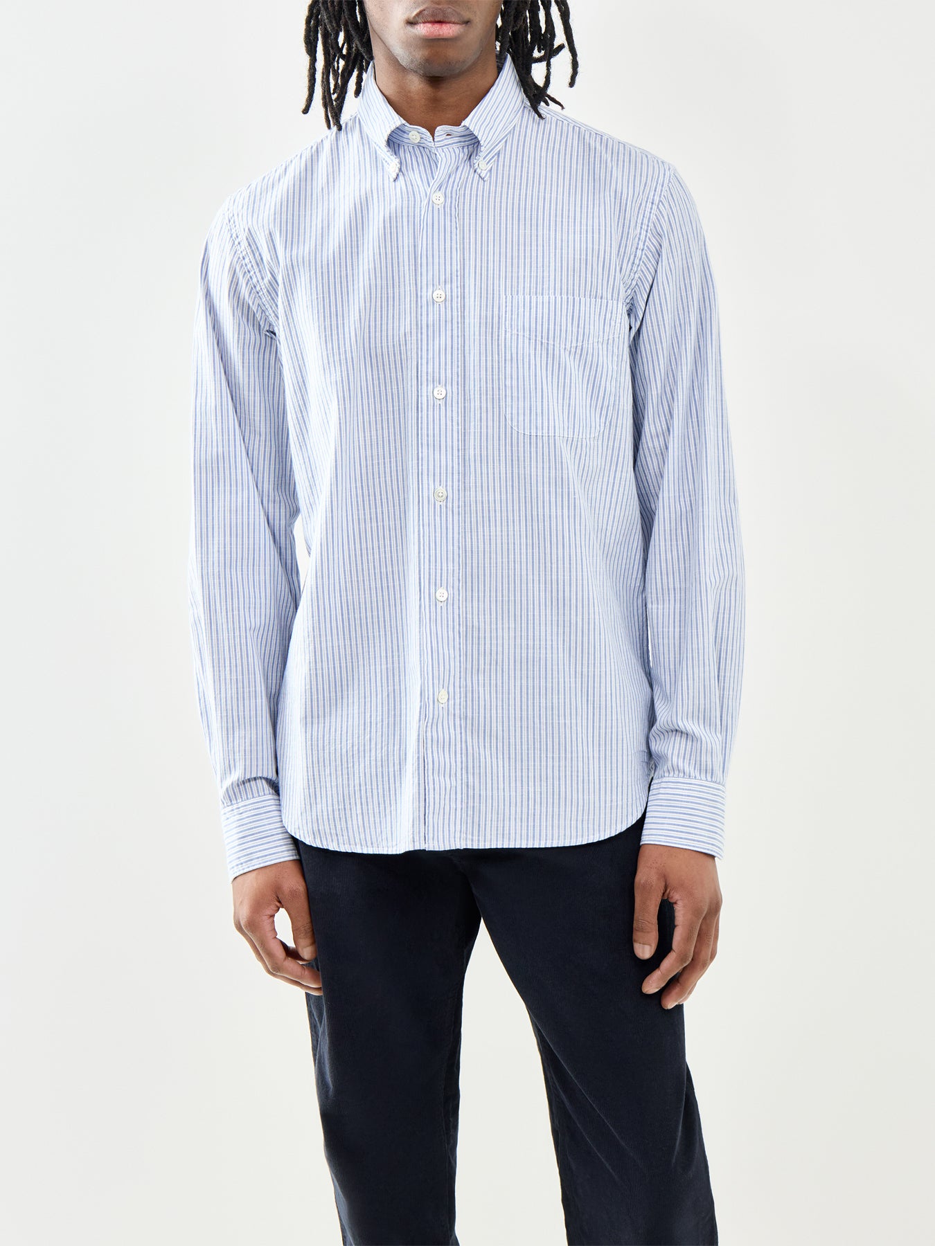 Stripe Cotton Shirt Blue