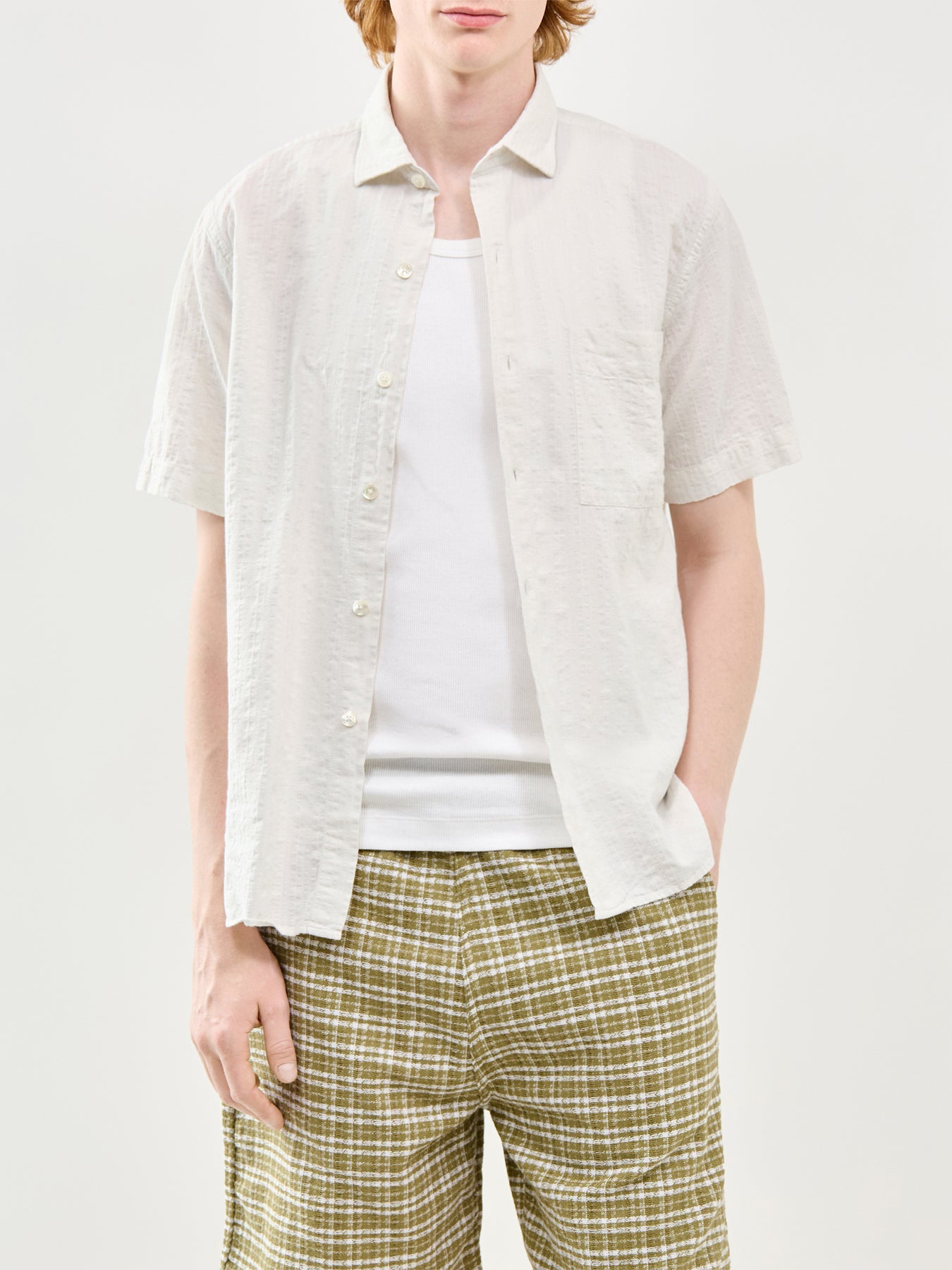 Short Sleeve Pattern Shirt Blue