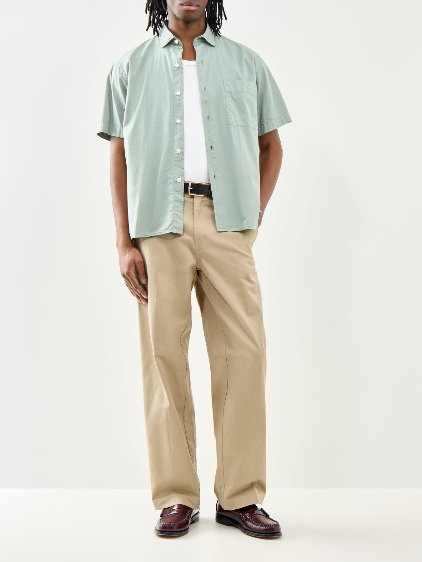 Short Sleeve Cotton Shirt Green