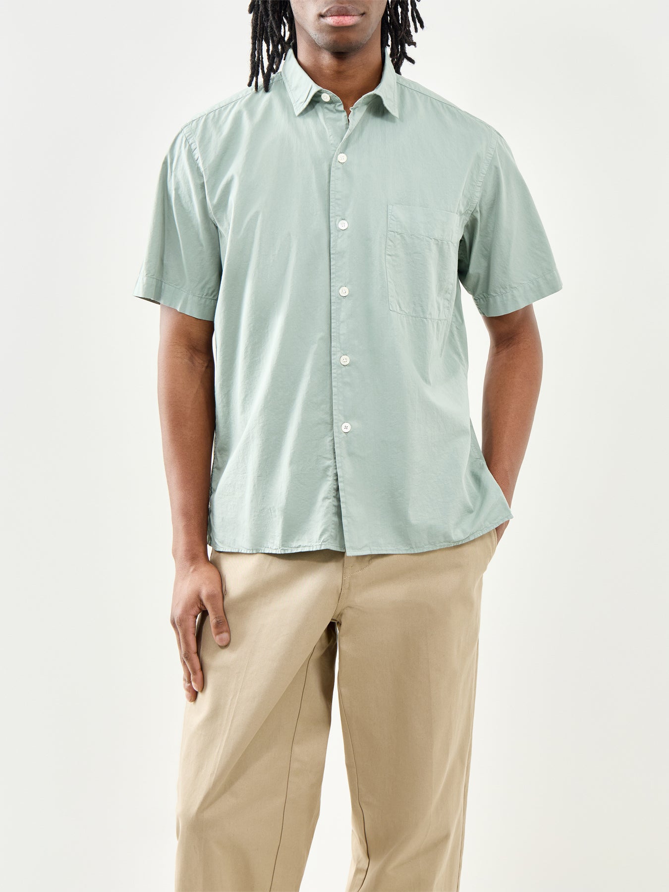 Short Sleeve Cotton Shirt Green