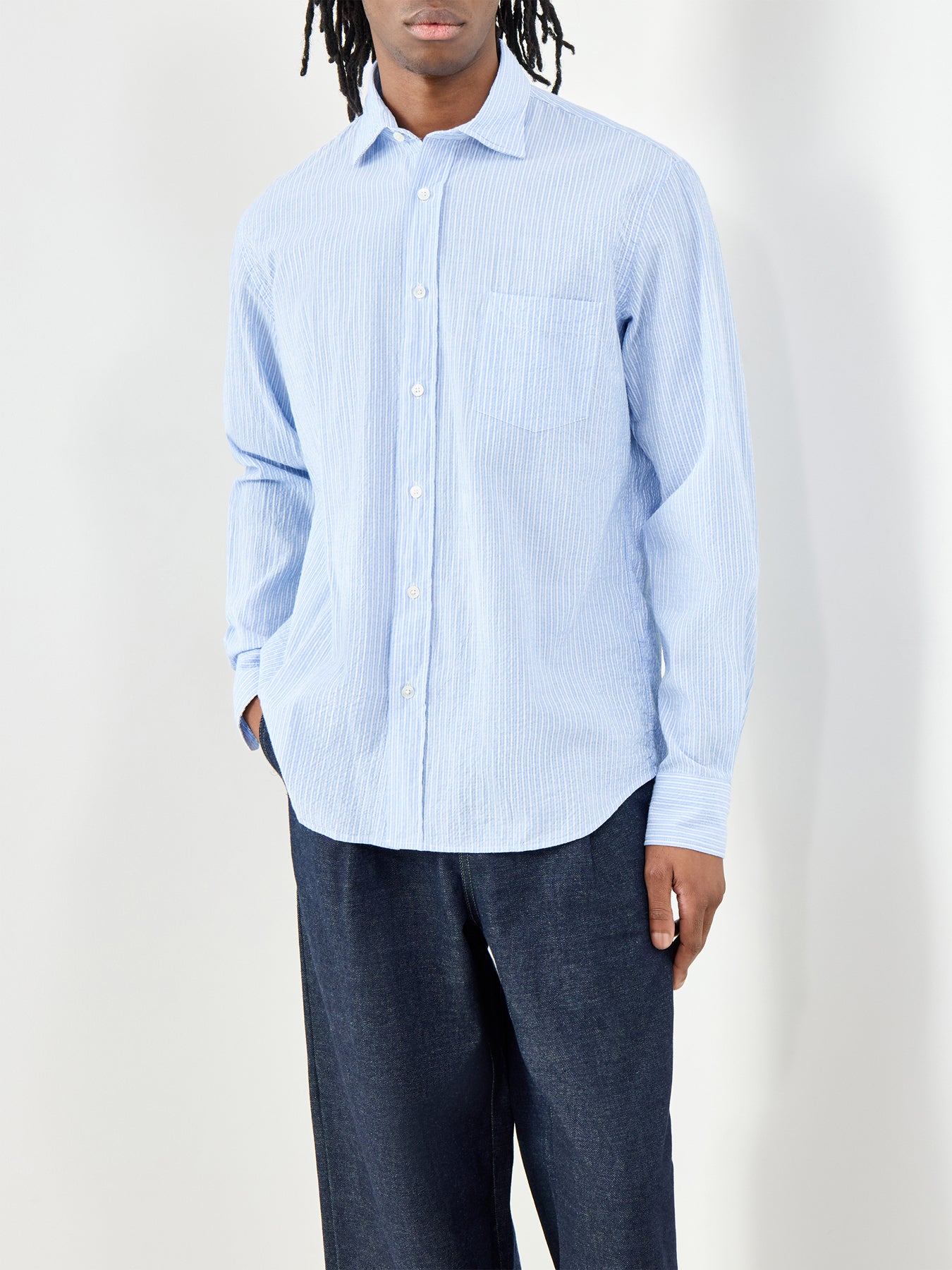 Striped Cotton Shirt Blue