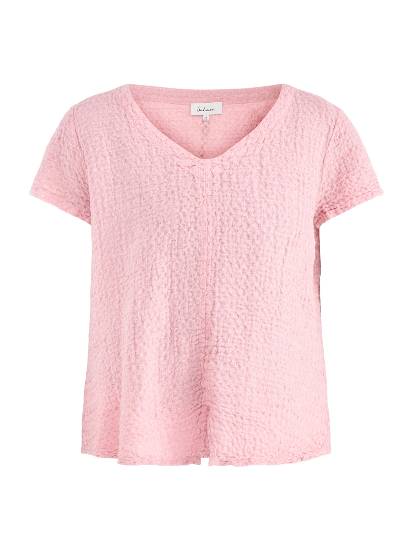 Waffle Linen V-Neck Top Pink