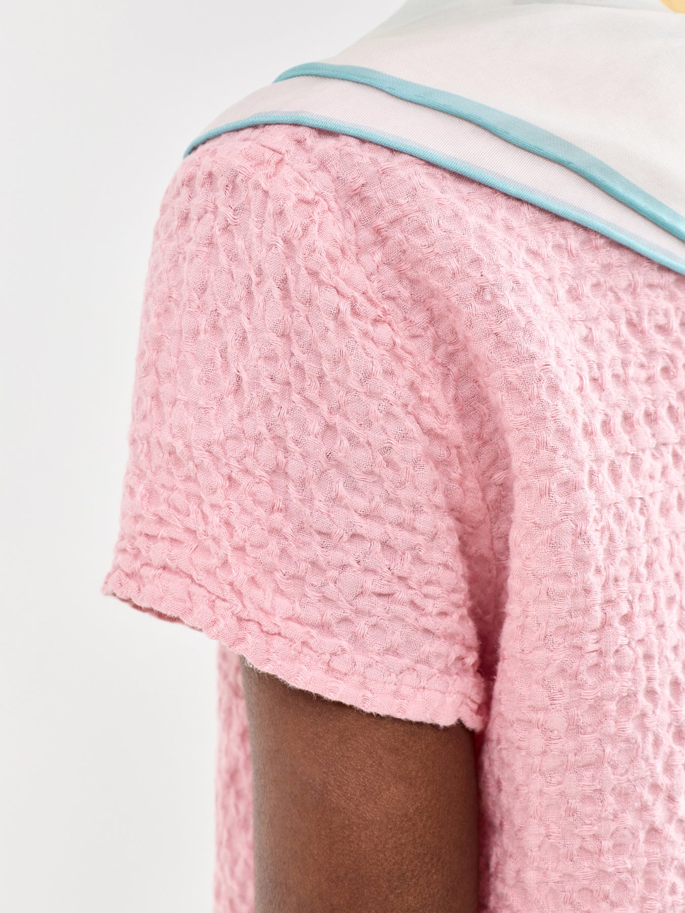 Waffle Linen V-Neck Top Pink