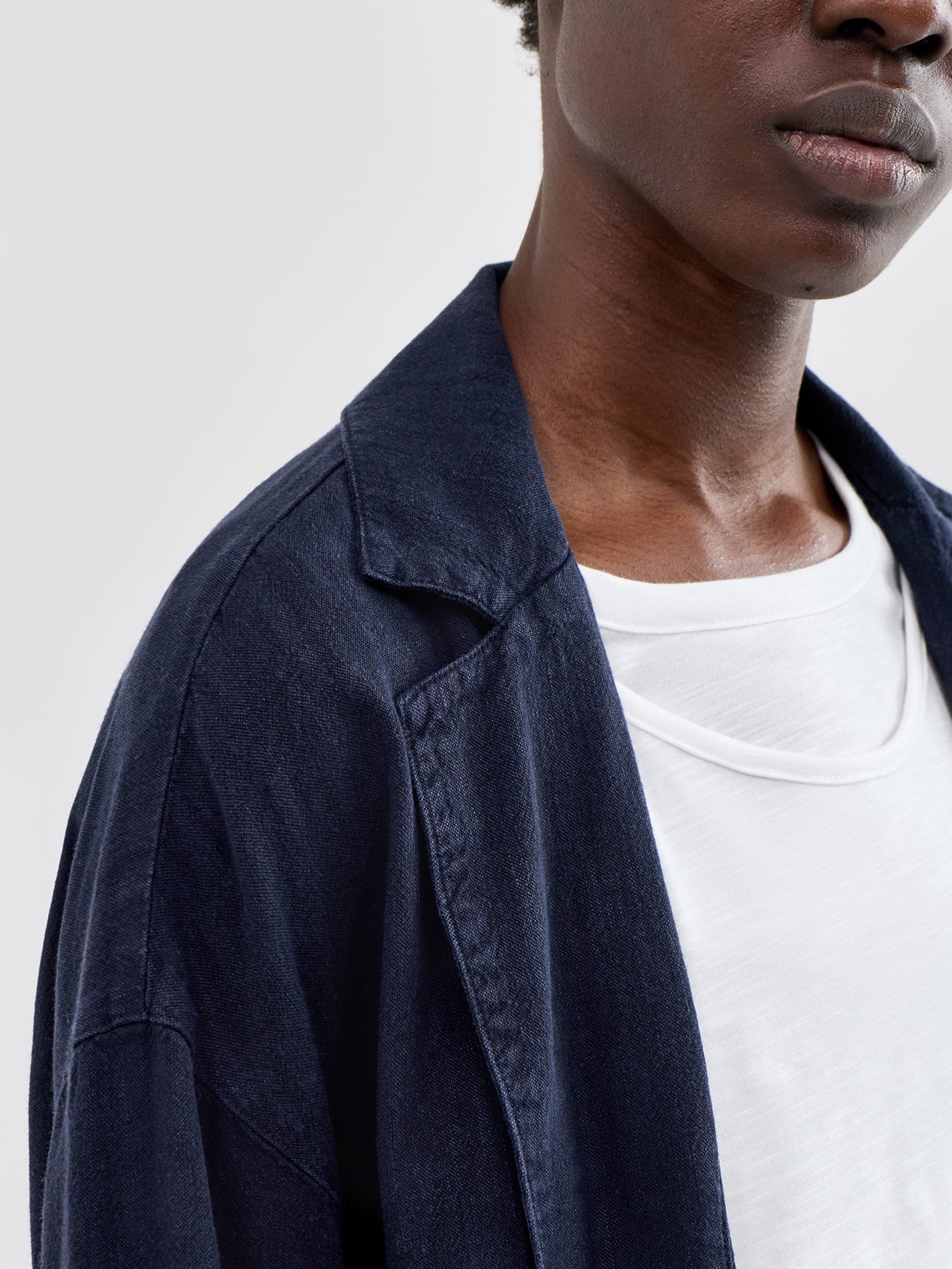 Twisted Linen Jacket Navy
