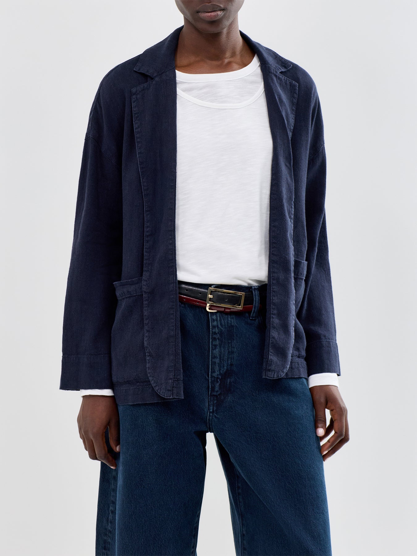 Twisted Linen Jacket Navy