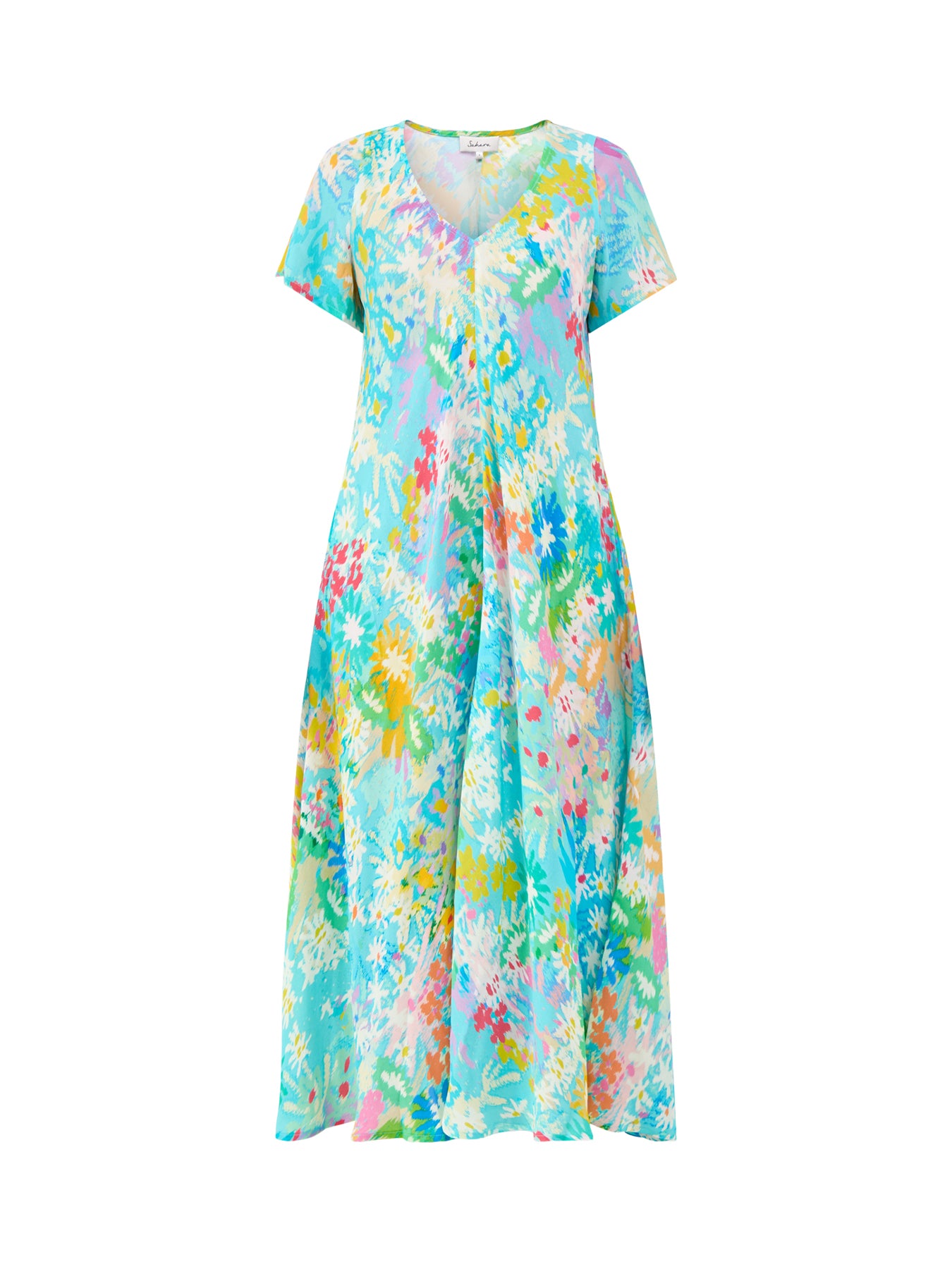 Dreamy Floral Oasis Floral Print Maxi Dress Blue