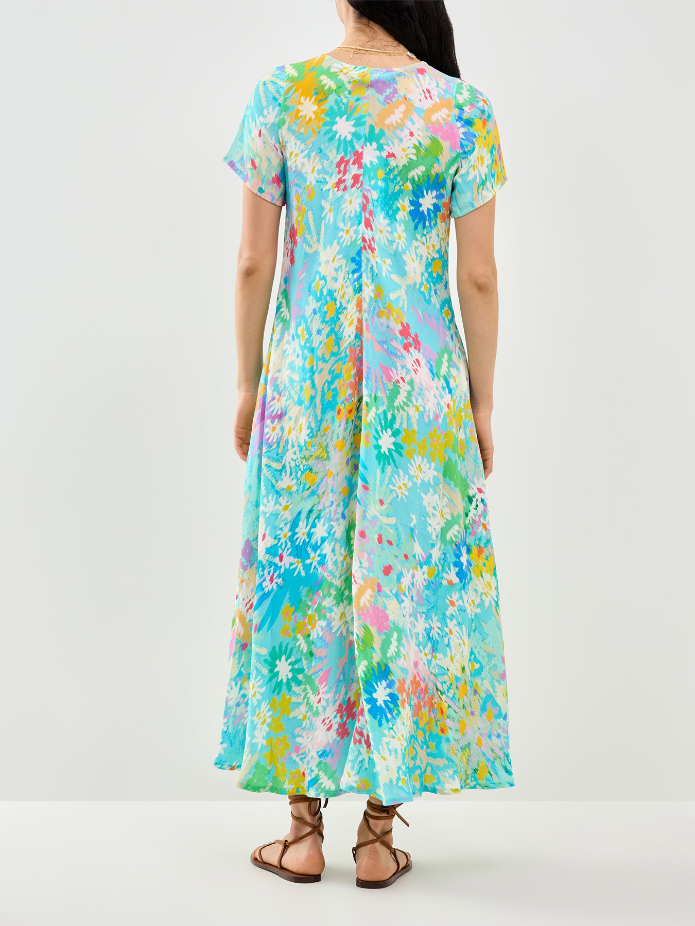 Dreamy Floral Oasis Floral Print Maxi Dress Blue