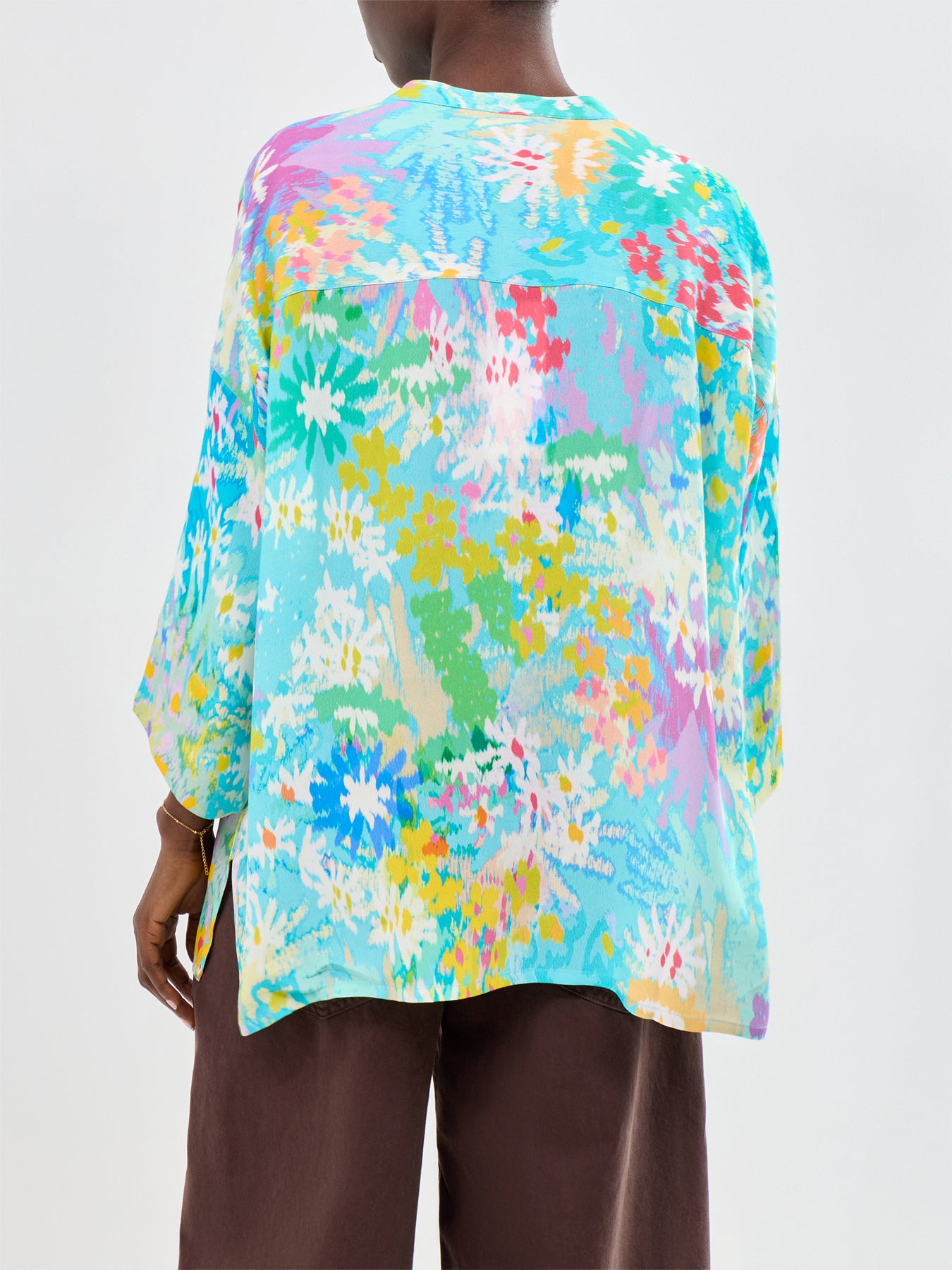 Dreamy Floral Oasis Long Sleeve Shirt Blue