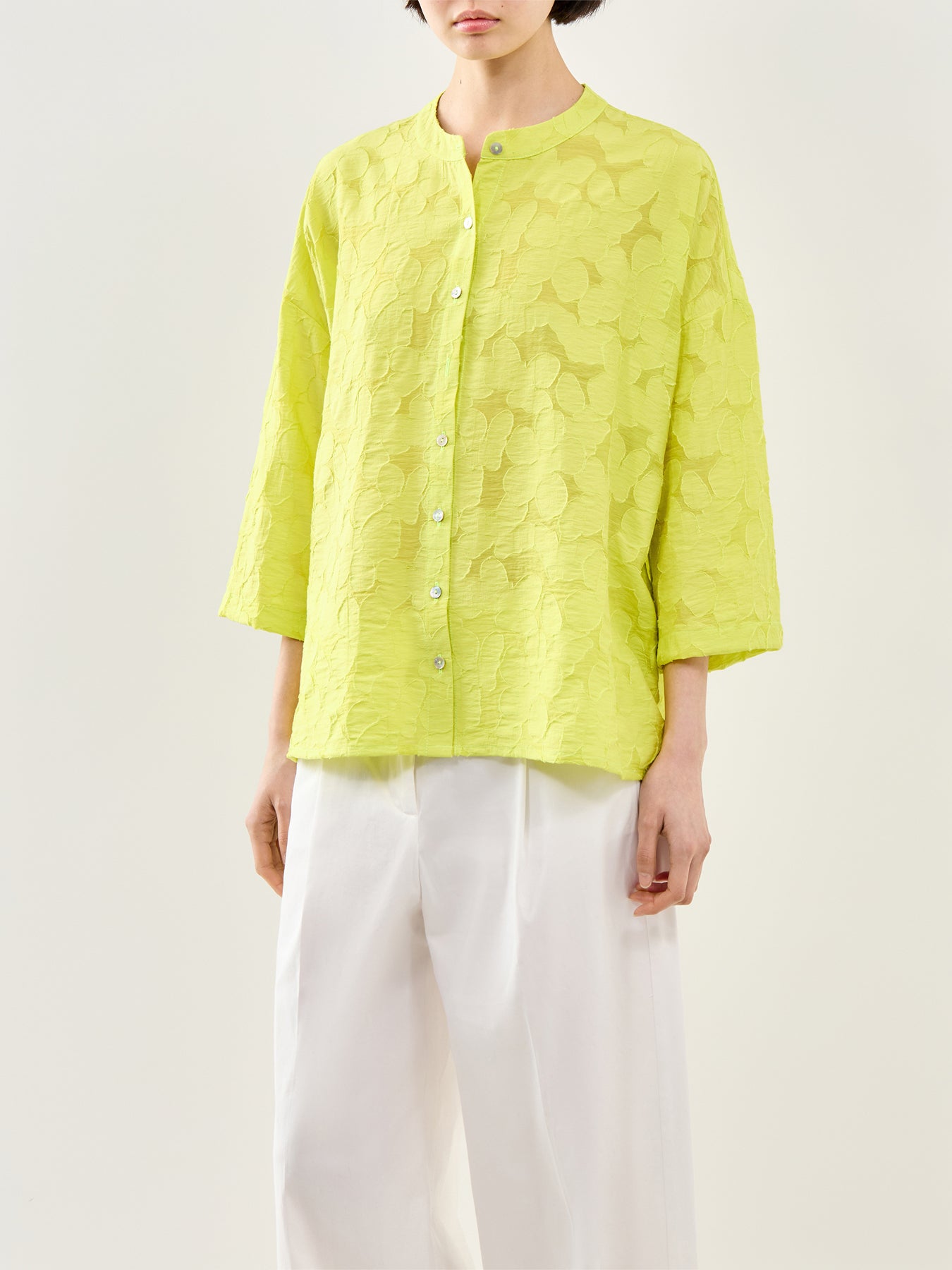 Floral Burnout Shirt Yellow