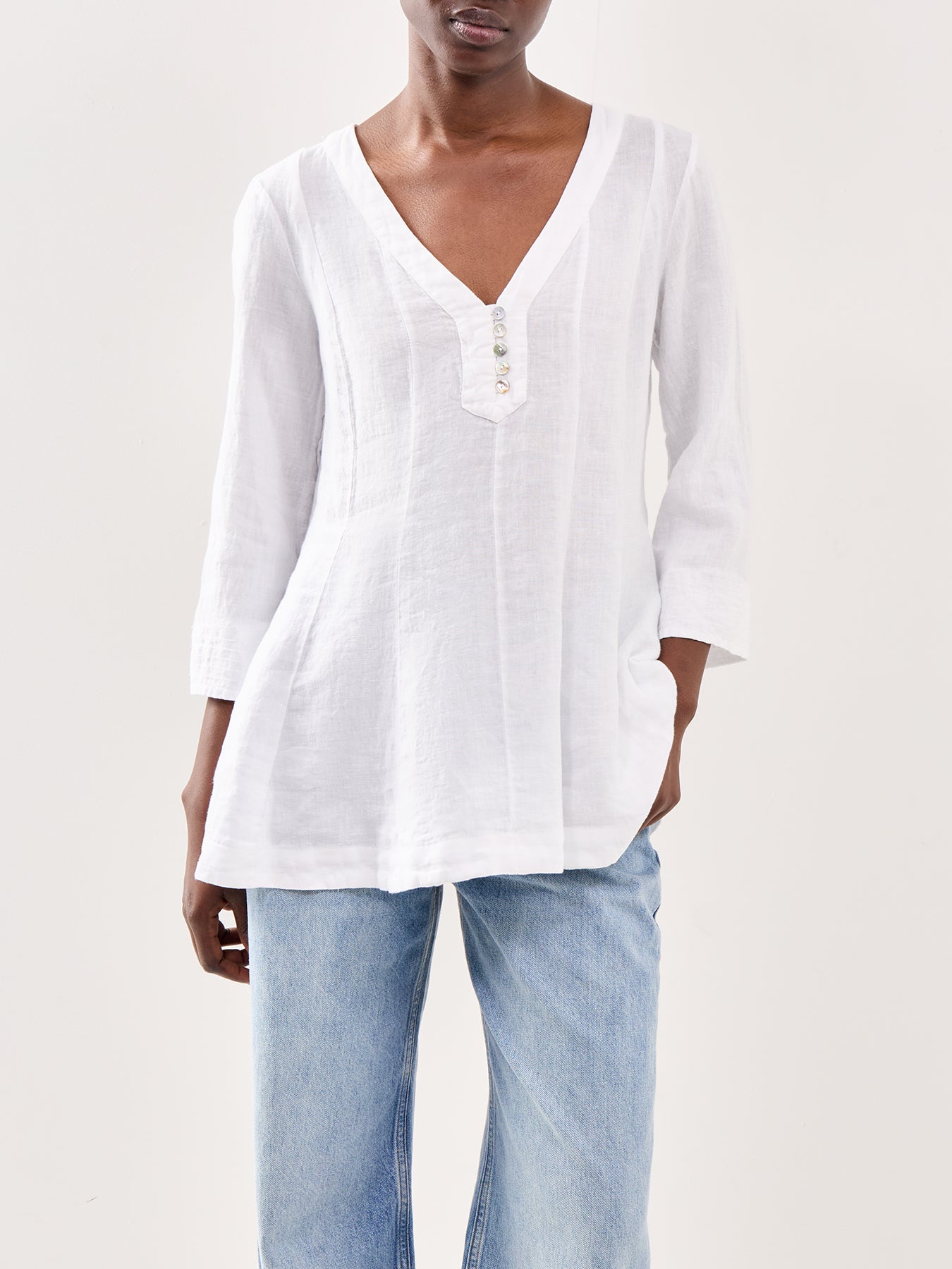 Fine Linen Tunic Shirt White