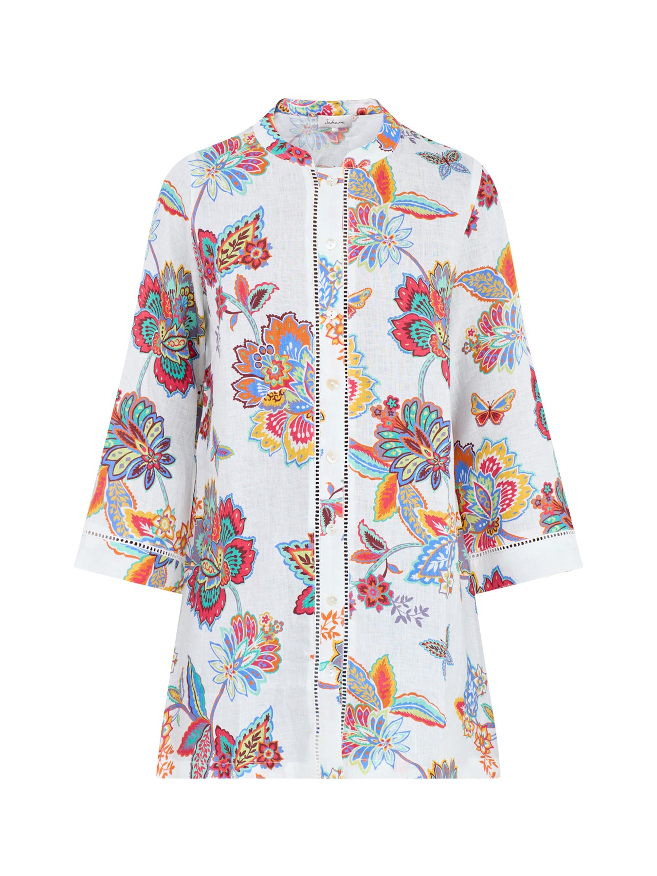 Botanical Floral Long Sleeve Shirt White
