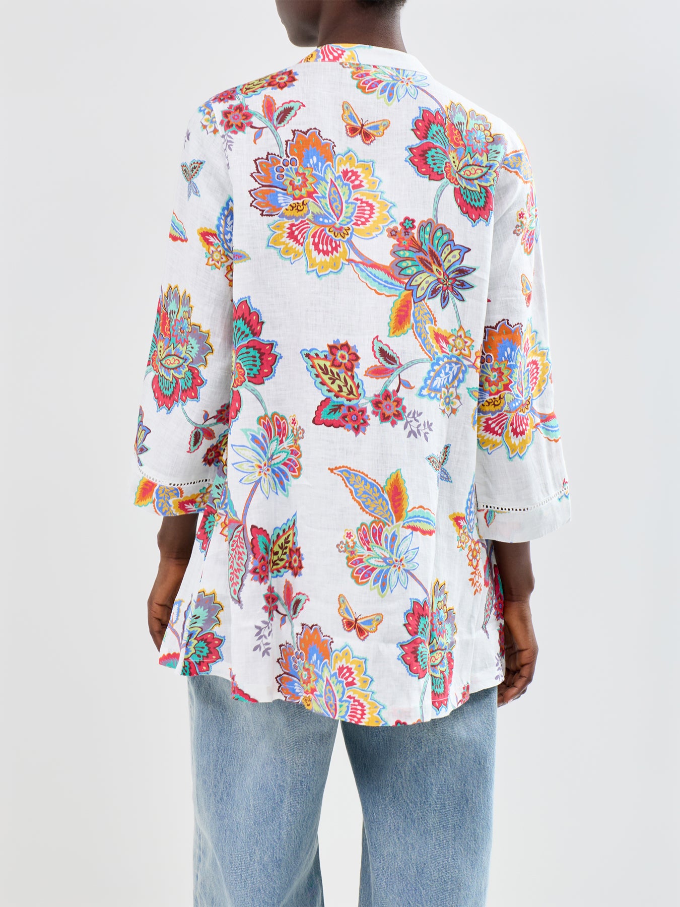 Botanical Floral Long Sleeve Shirt White