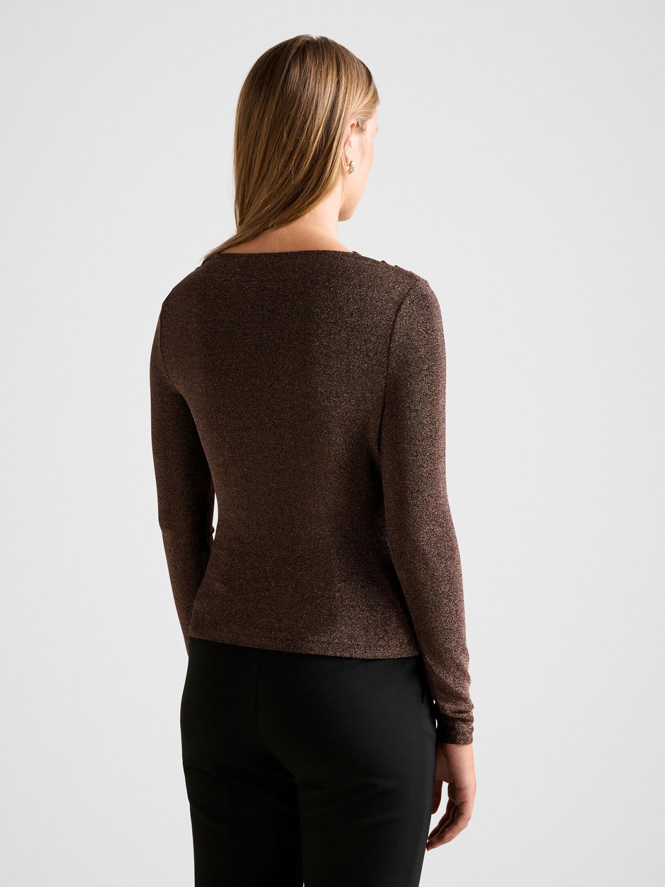 Roma Asymmetric Neck Top Brown