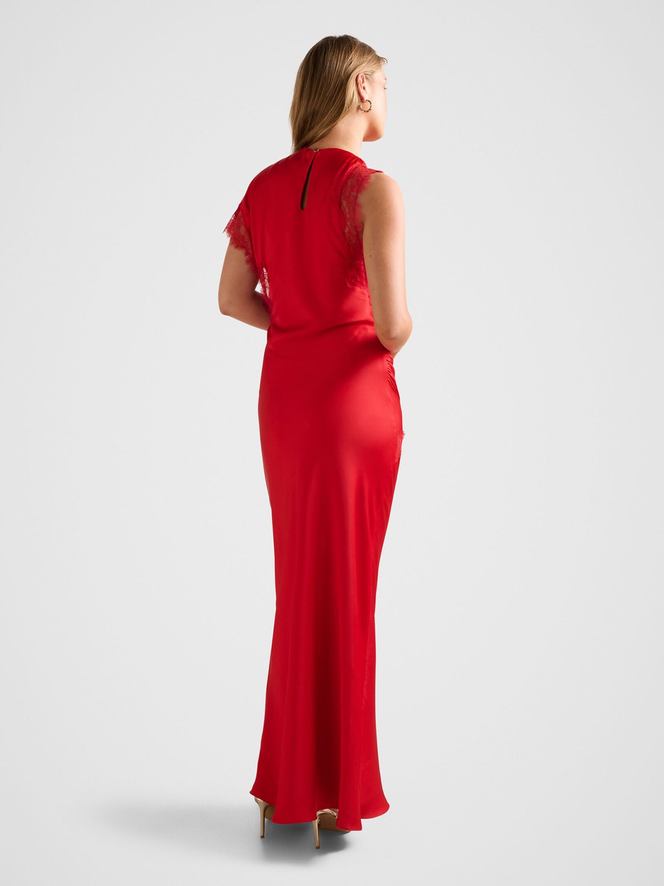 Kody Satin Lace Asymmetric Dress Red