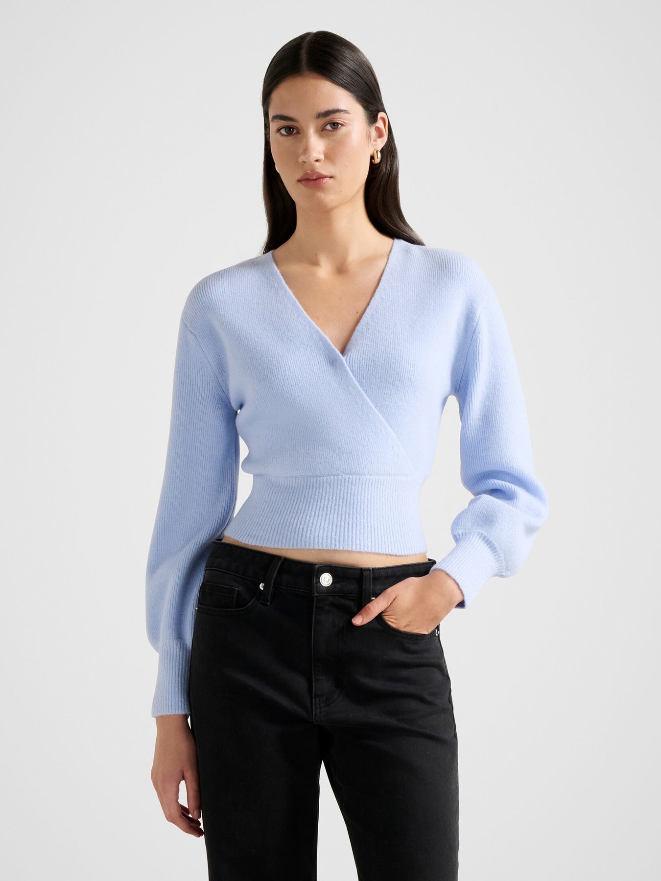 Sloane Wrap Knitted Sweater Blue