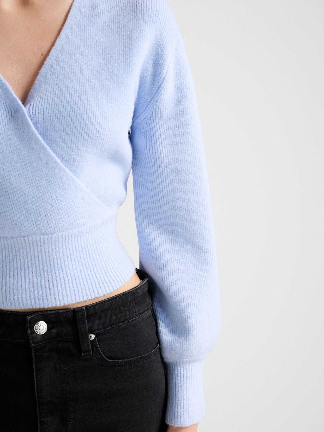 Sloane Wrap Knitted Sweater Blue
