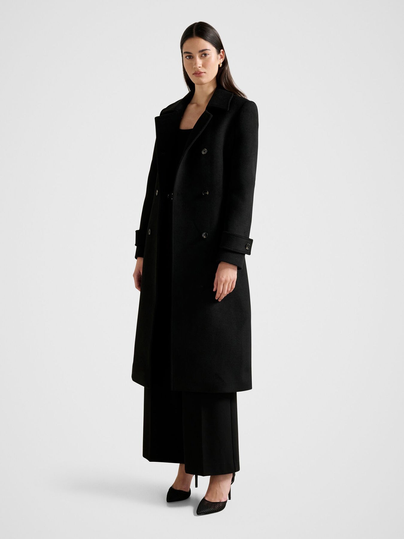 Sophie Double Breasted Wrap Coat Black