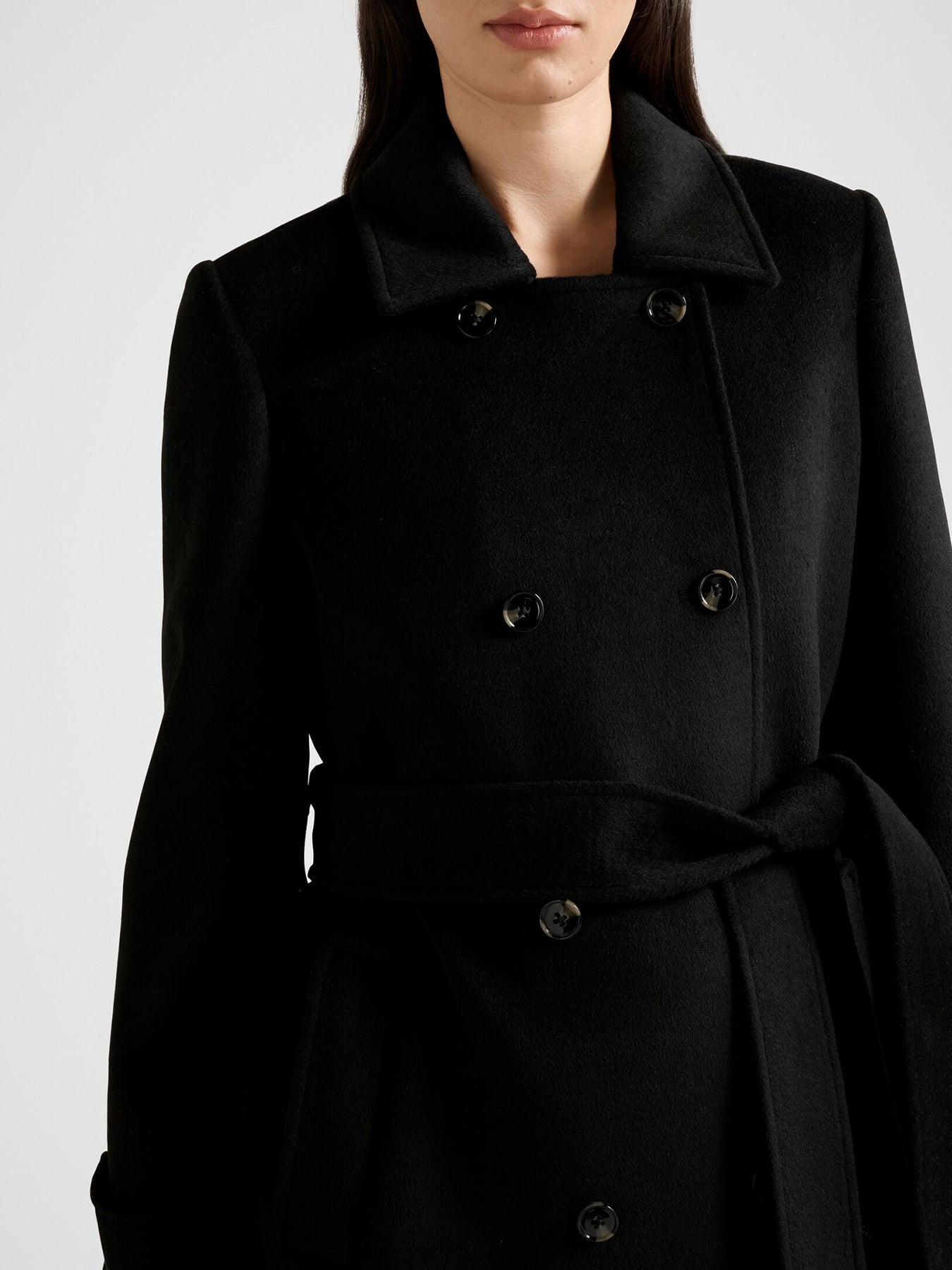 Sophie Double Breasted Wrap Coat Black