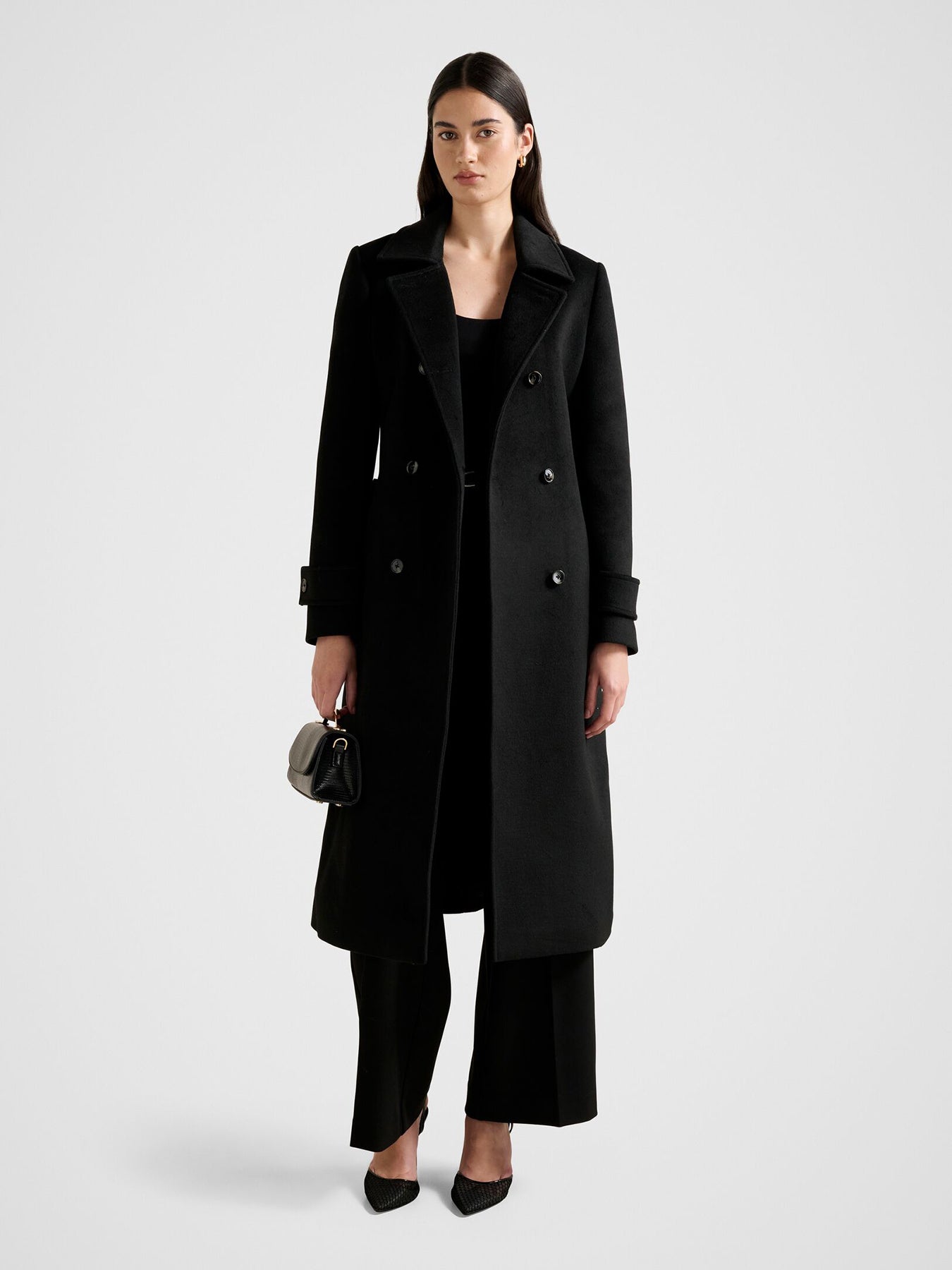 Sophie Double Breasted Wrap Coat Black