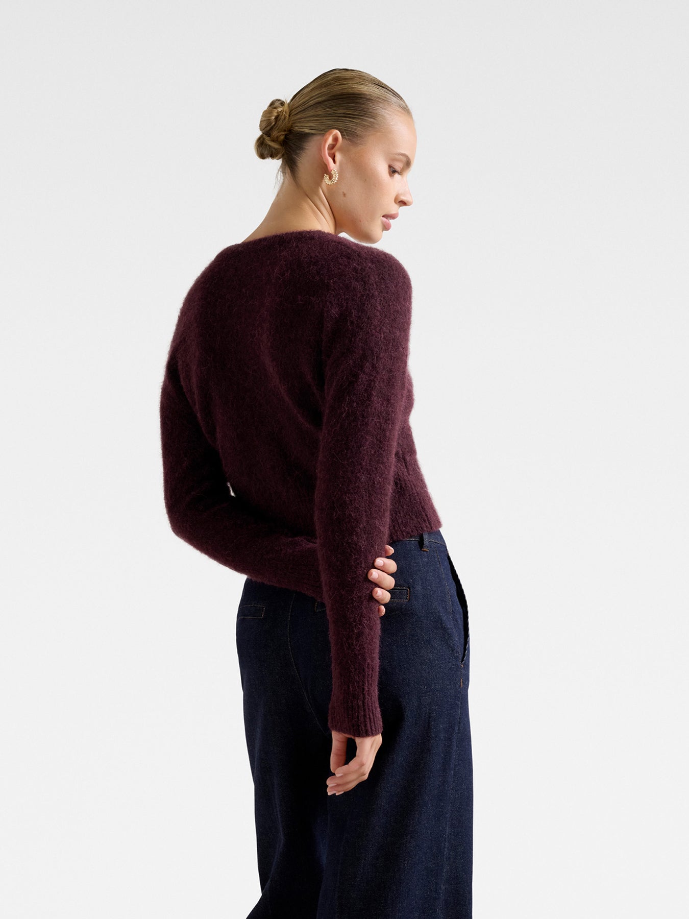 Tilly Crew Neck Cardigan Purple