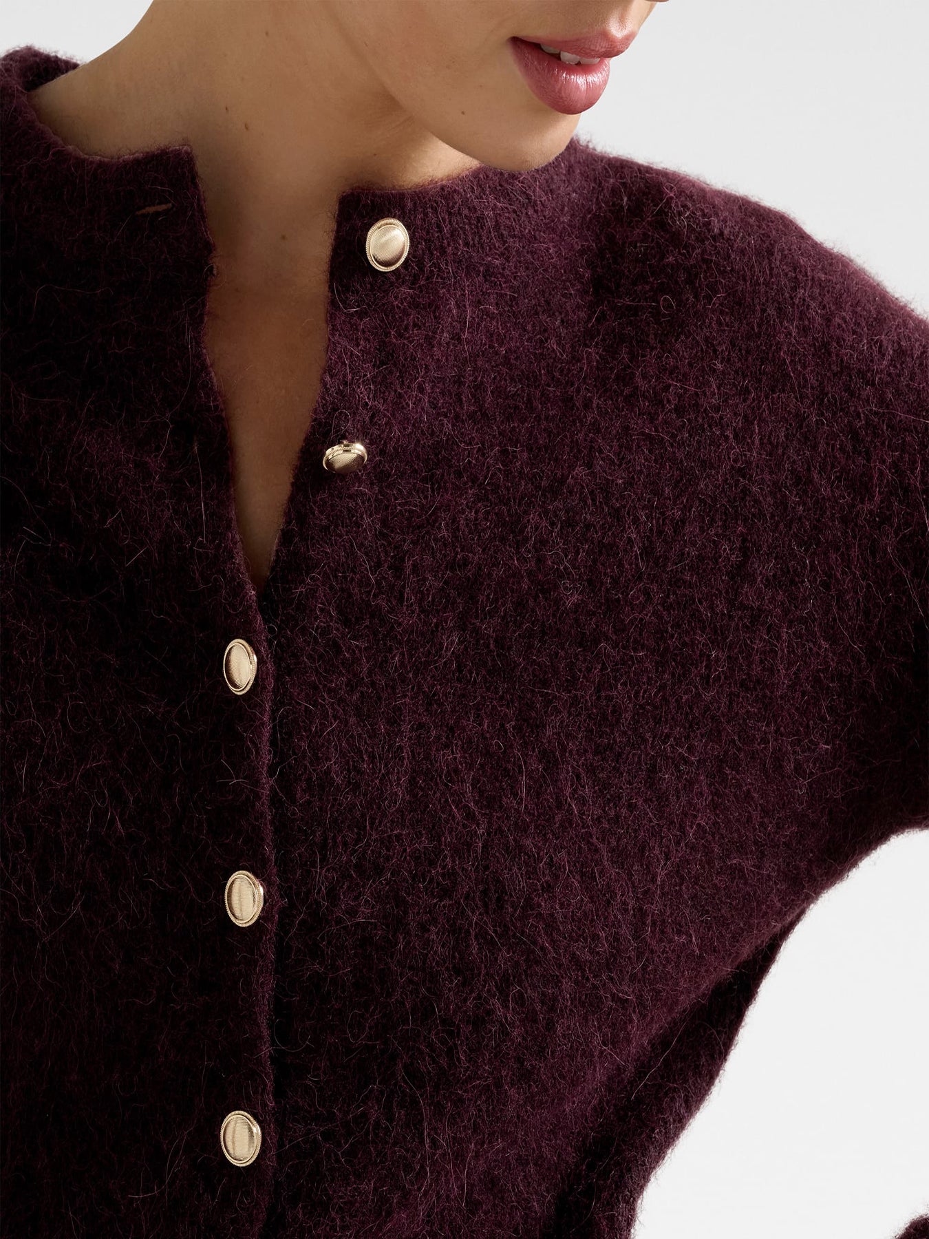 Tilly Crew Neck Cardigan Purple