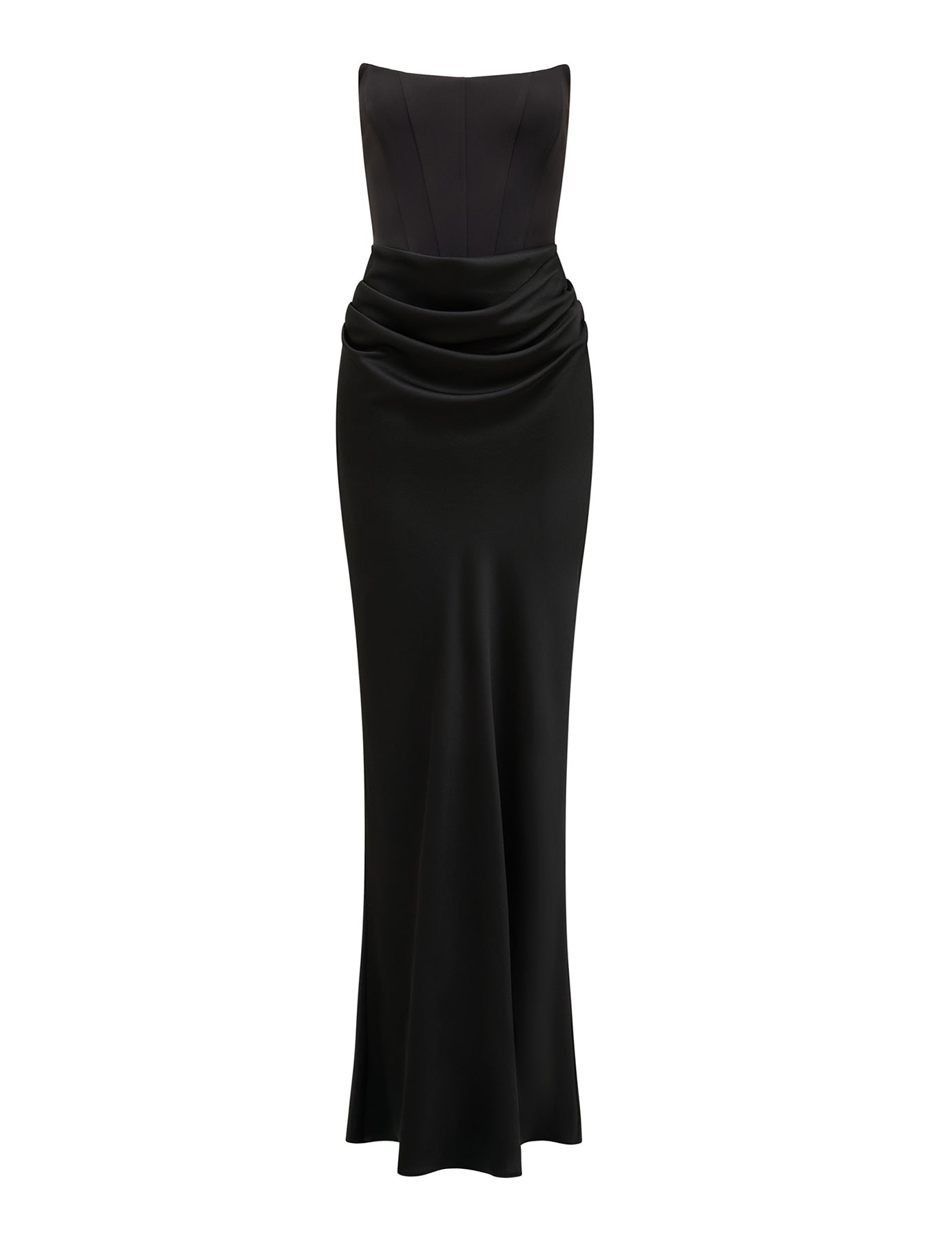 Isra Draped Strapless Maxi Dress Black