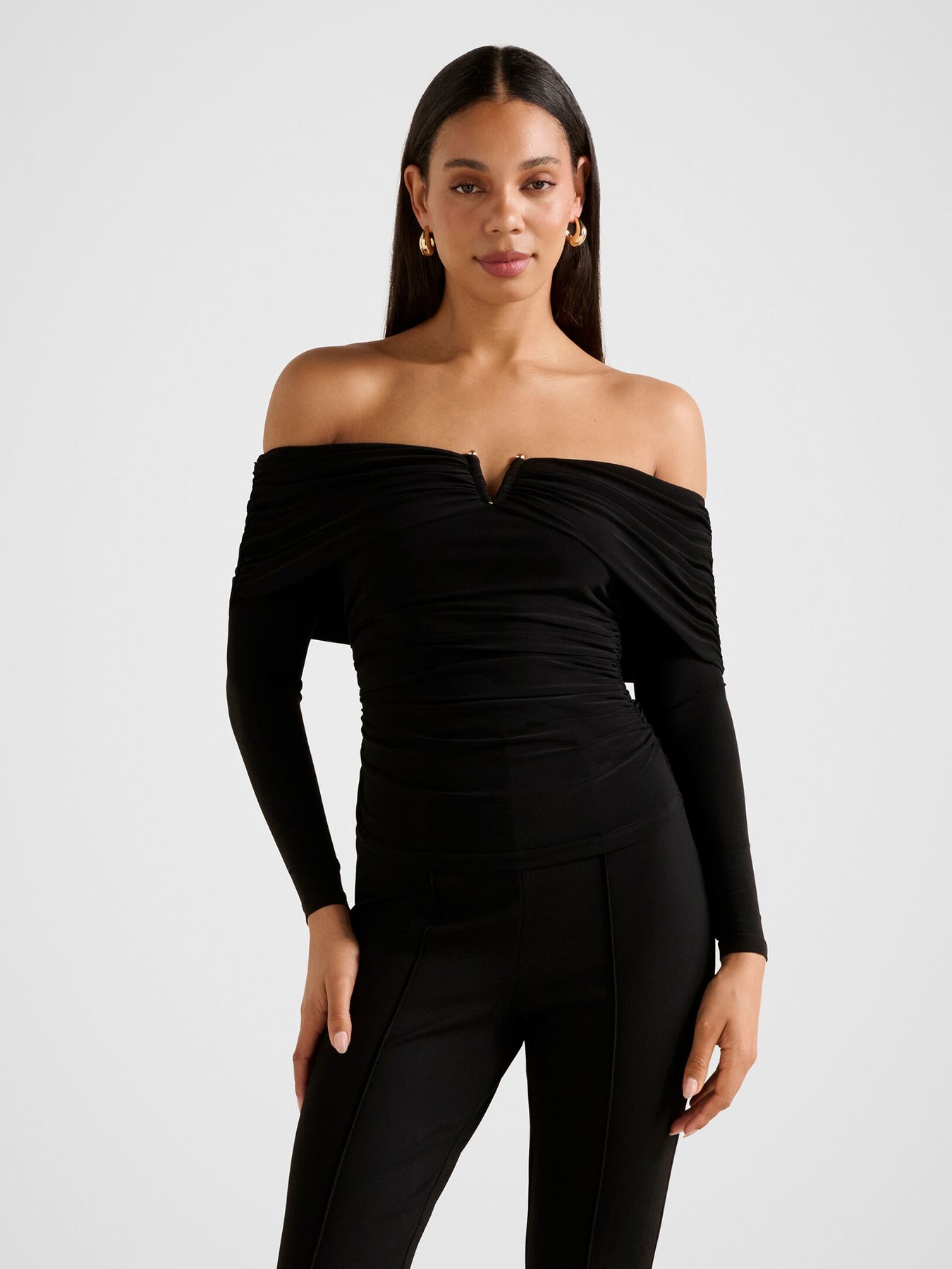 Keely Hardware Bardot Neck Top Black