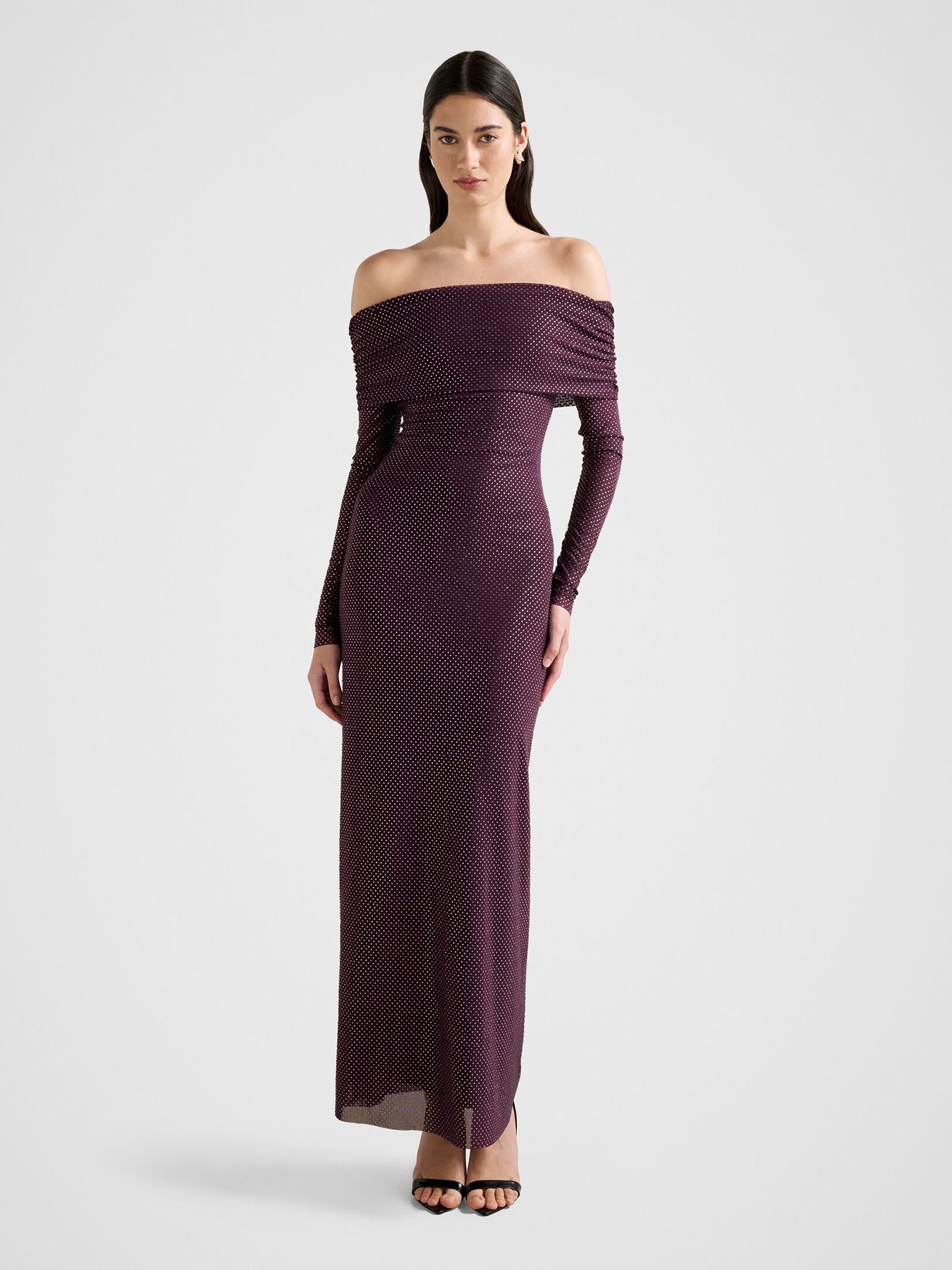 Effie Bardot Neck Maxi Dress Purple