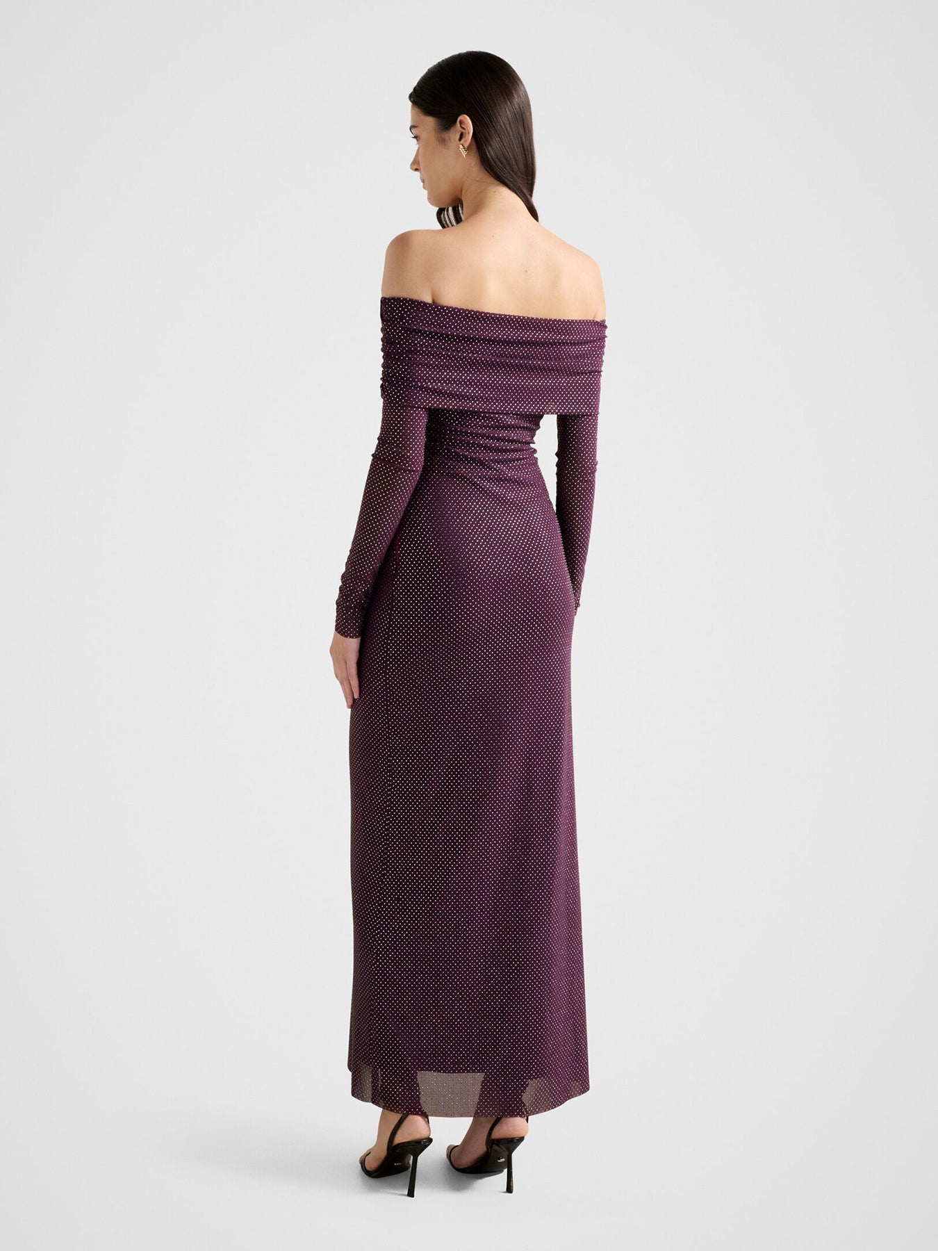 Effie Bardot Neck Maxi Dress Purple