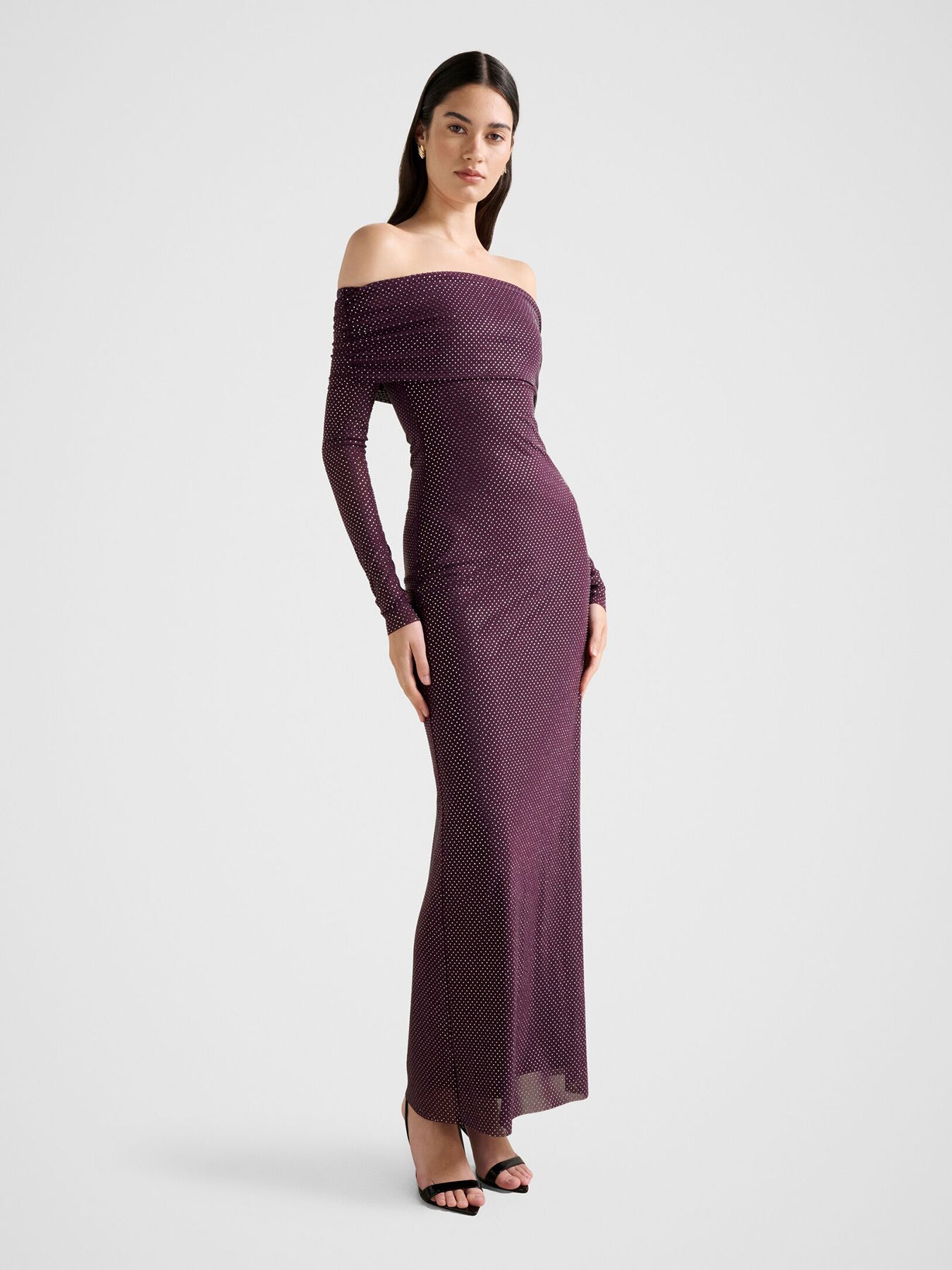Effie Bardot Neck Maxi Dress Purple