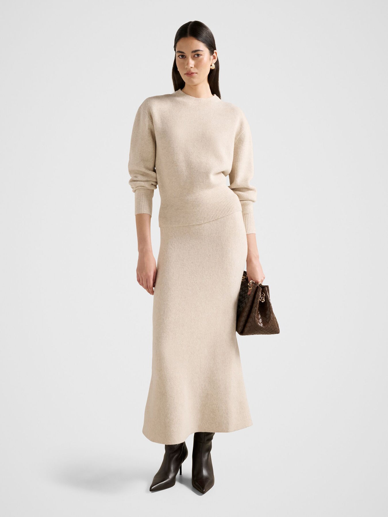 Cora Cinched Hem Knitted Sweater Nude