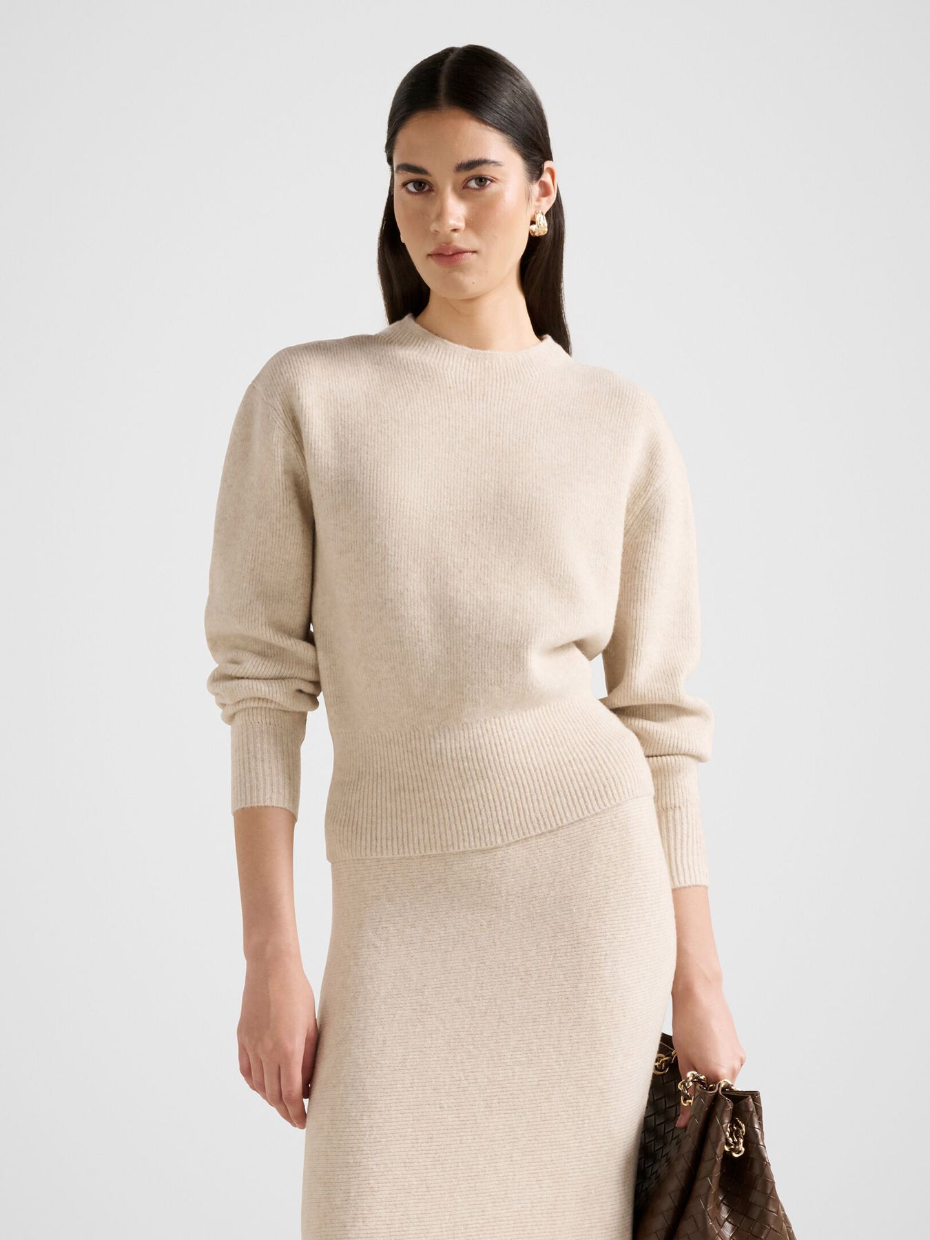 Cora Cinched Hem Knitted Sweater Nude