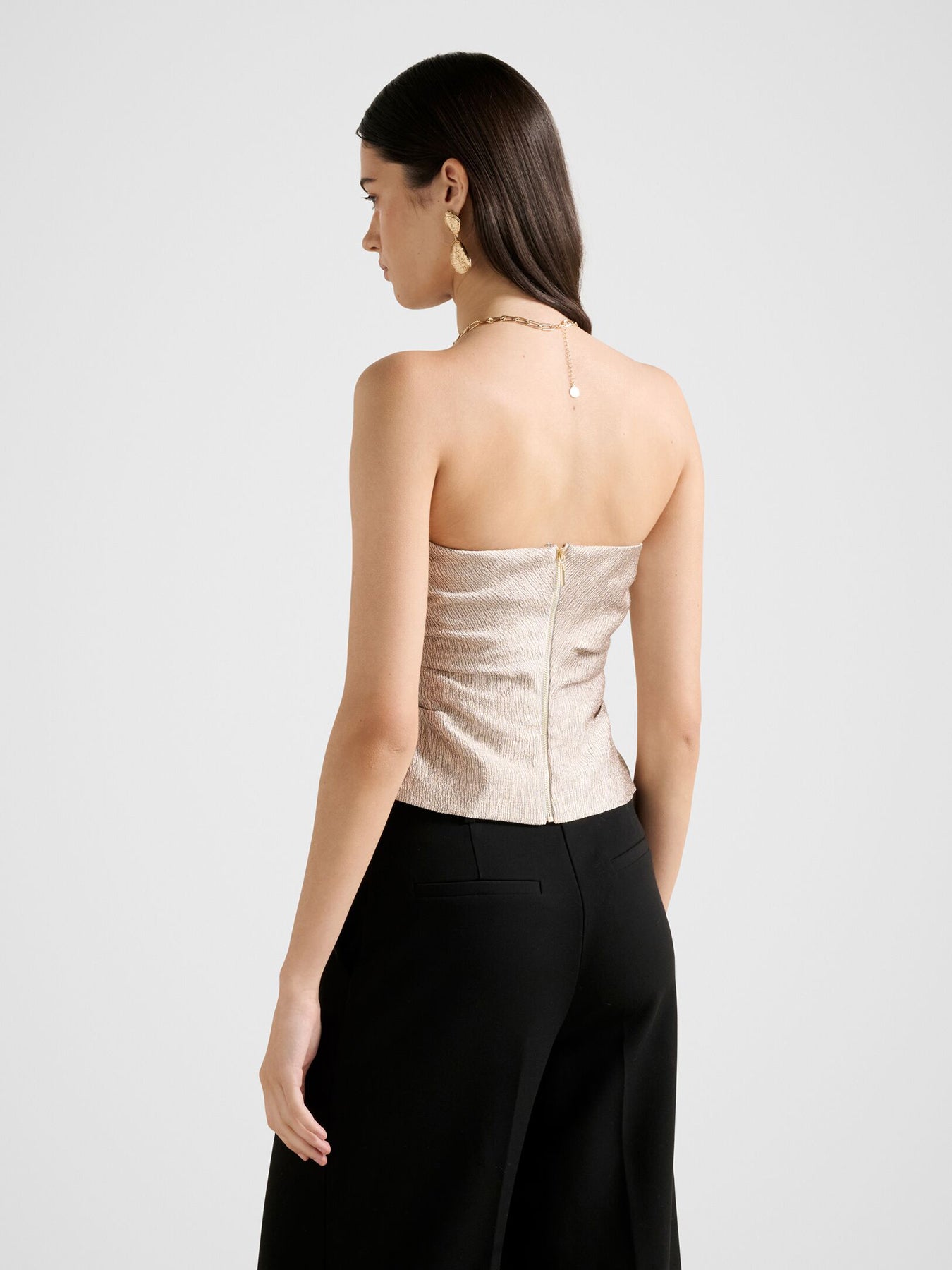 Kamila Tucked Strapless Bandeau Top Gold
