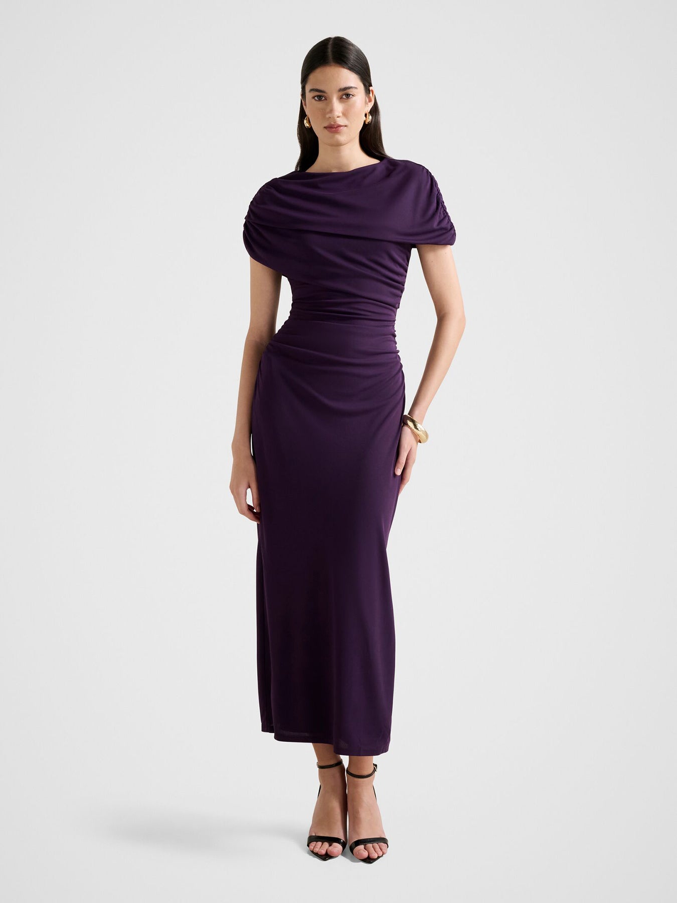 Kori Draped Midi Dress Purple