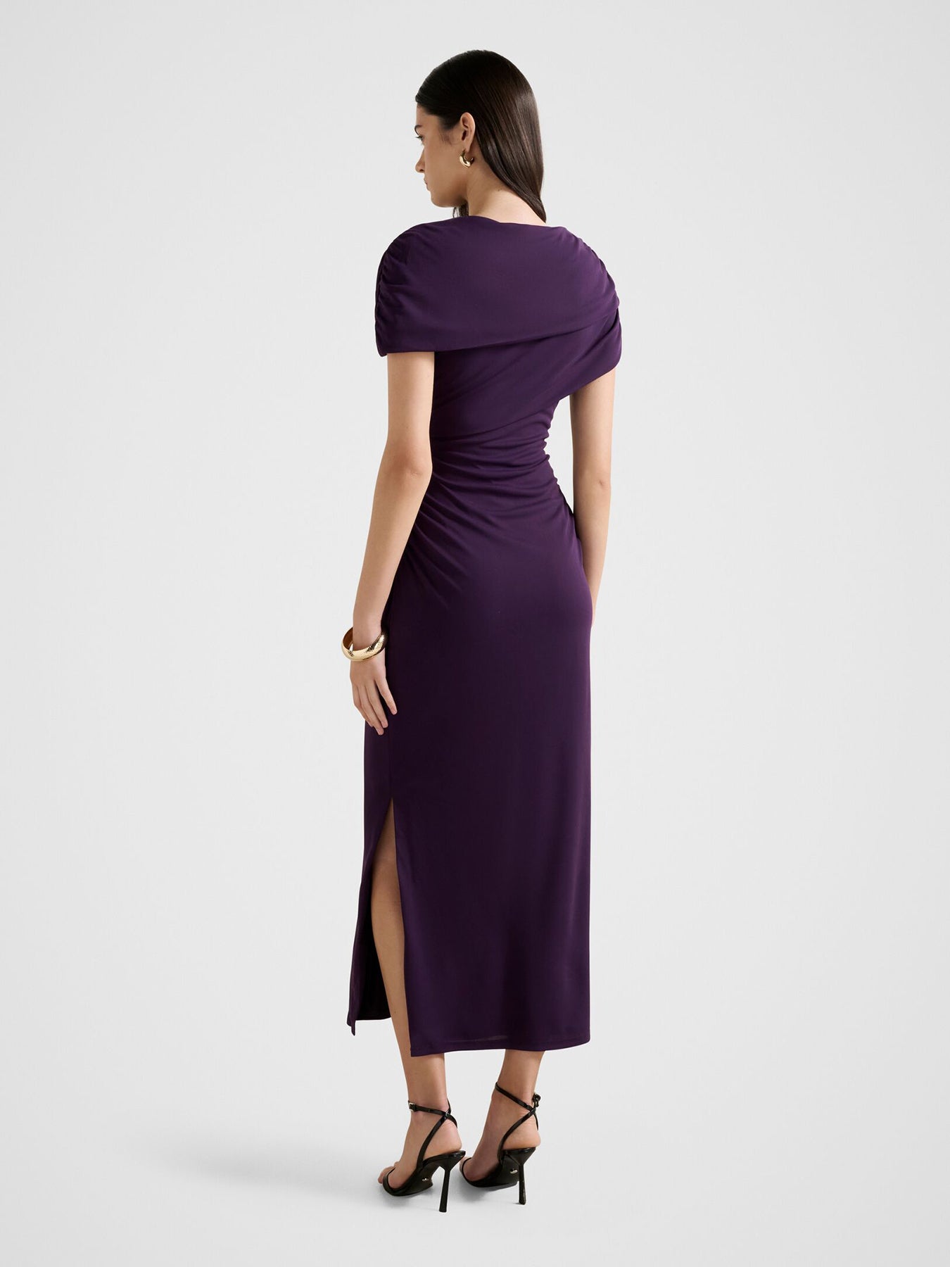 Kori Draped Midi Dress Purple