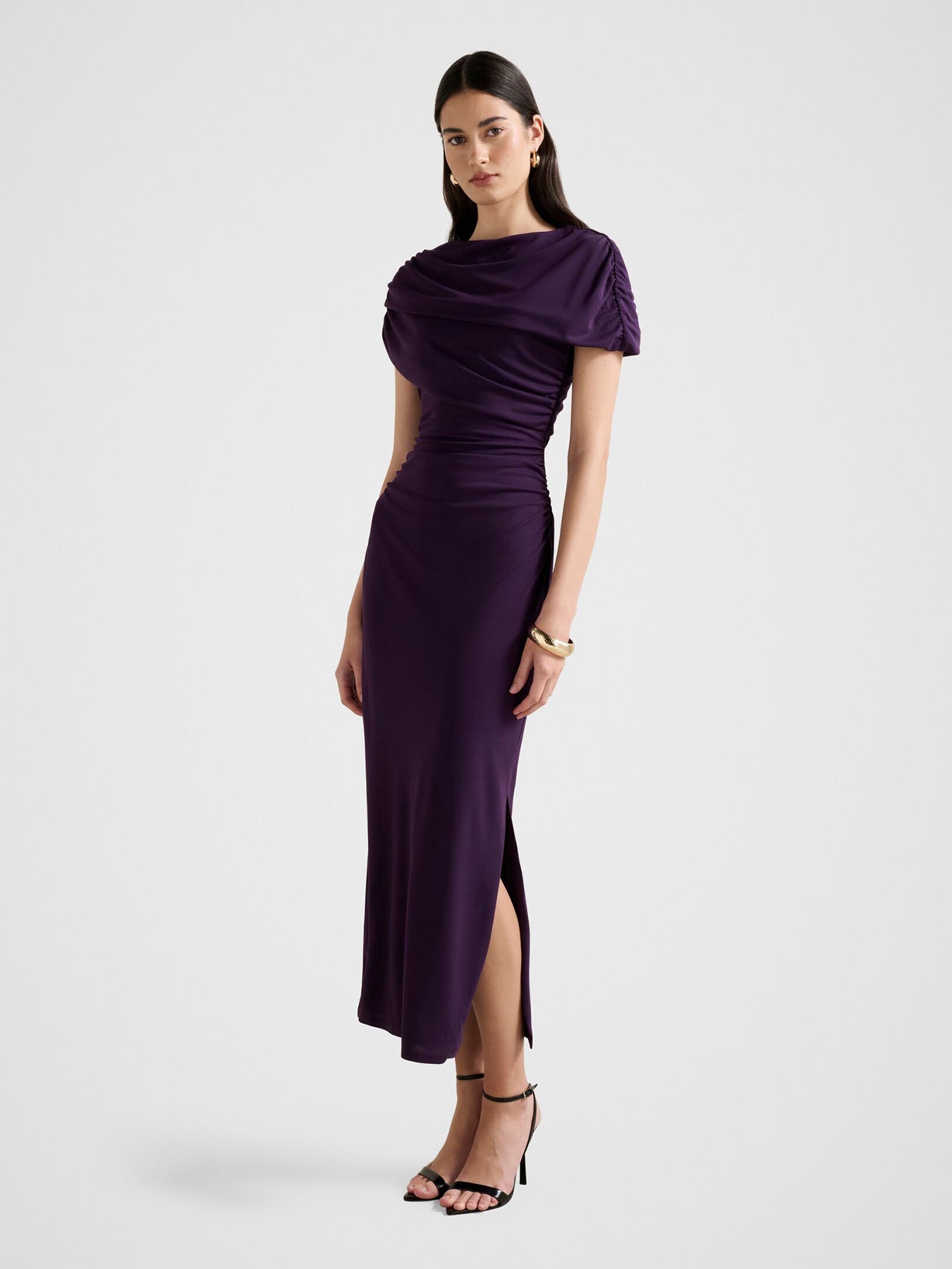 Kori Draped Midi Dress Purple
