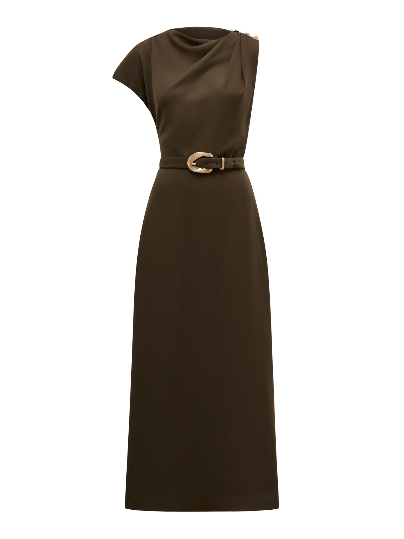 Kylee Draped Midi Dress Brown