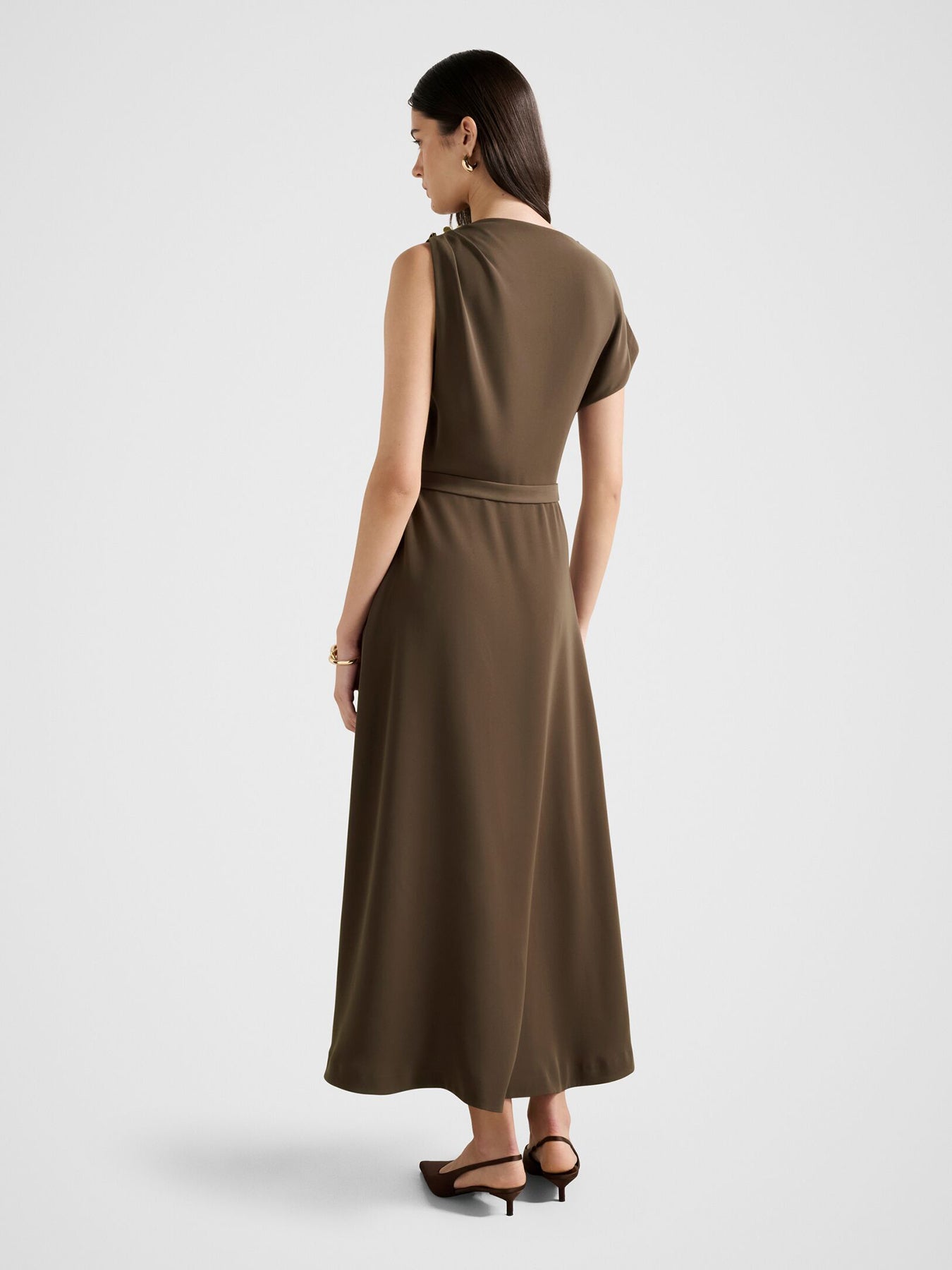 Kylee Draped Midi Dress Brown