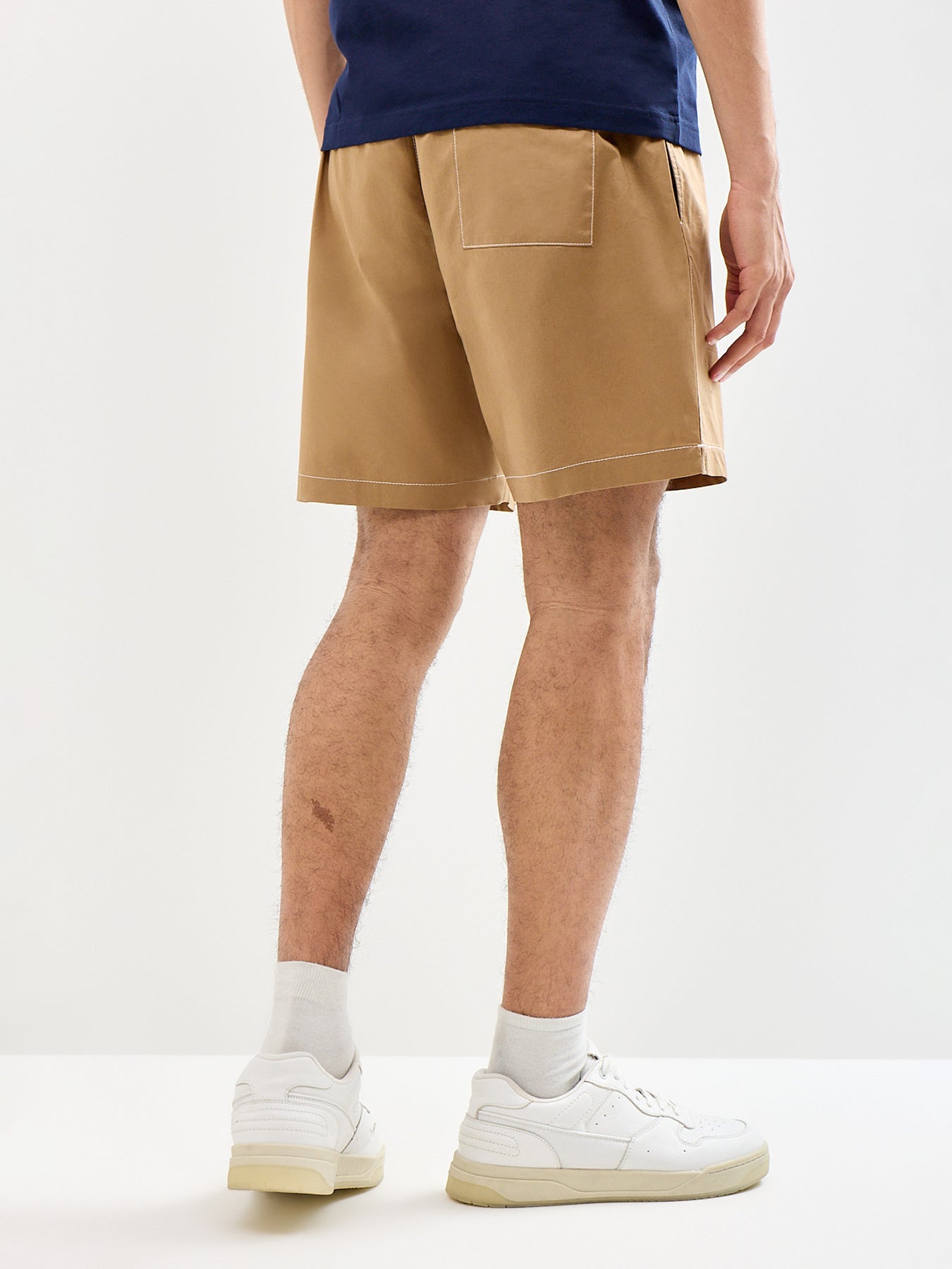Drawstring Cotton Chino Shorts Tan