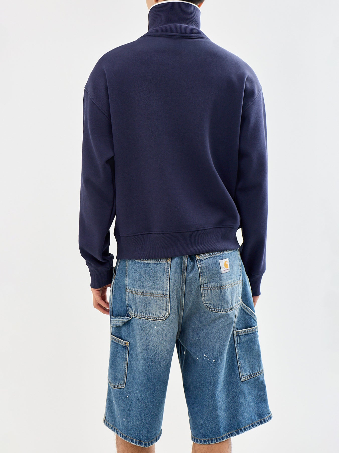 Quarter Zip Pique Sweatshirt Navy