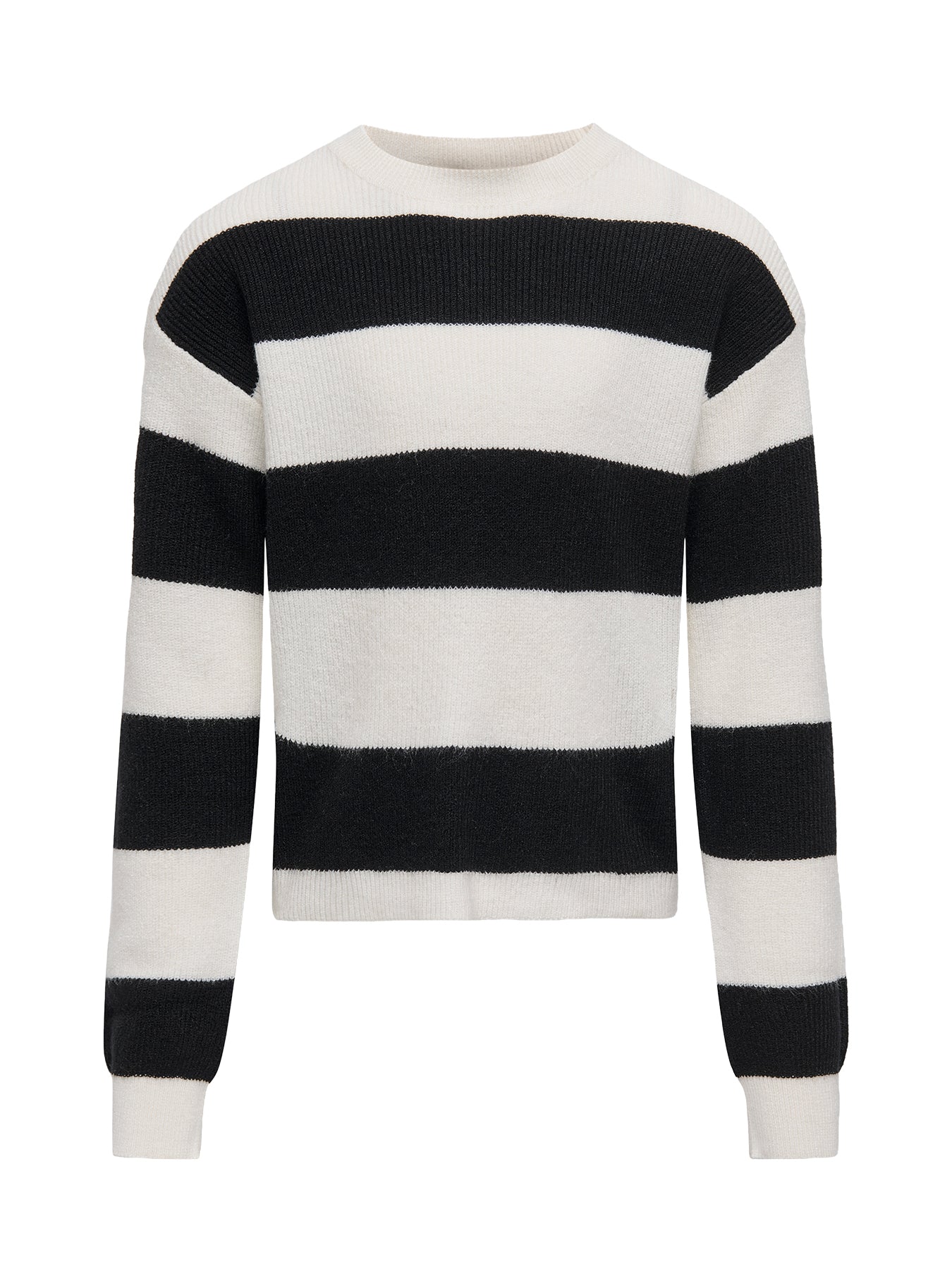 Kids’ Franca Stripe Long Sleeve Knit Top White