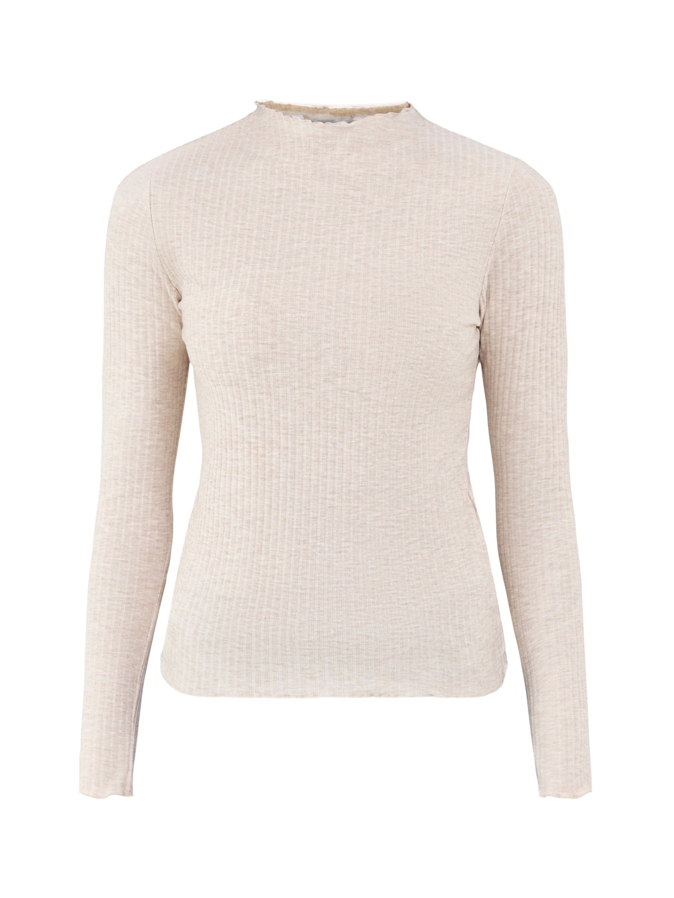 Emma High Neck Long Sleeve Top Cream