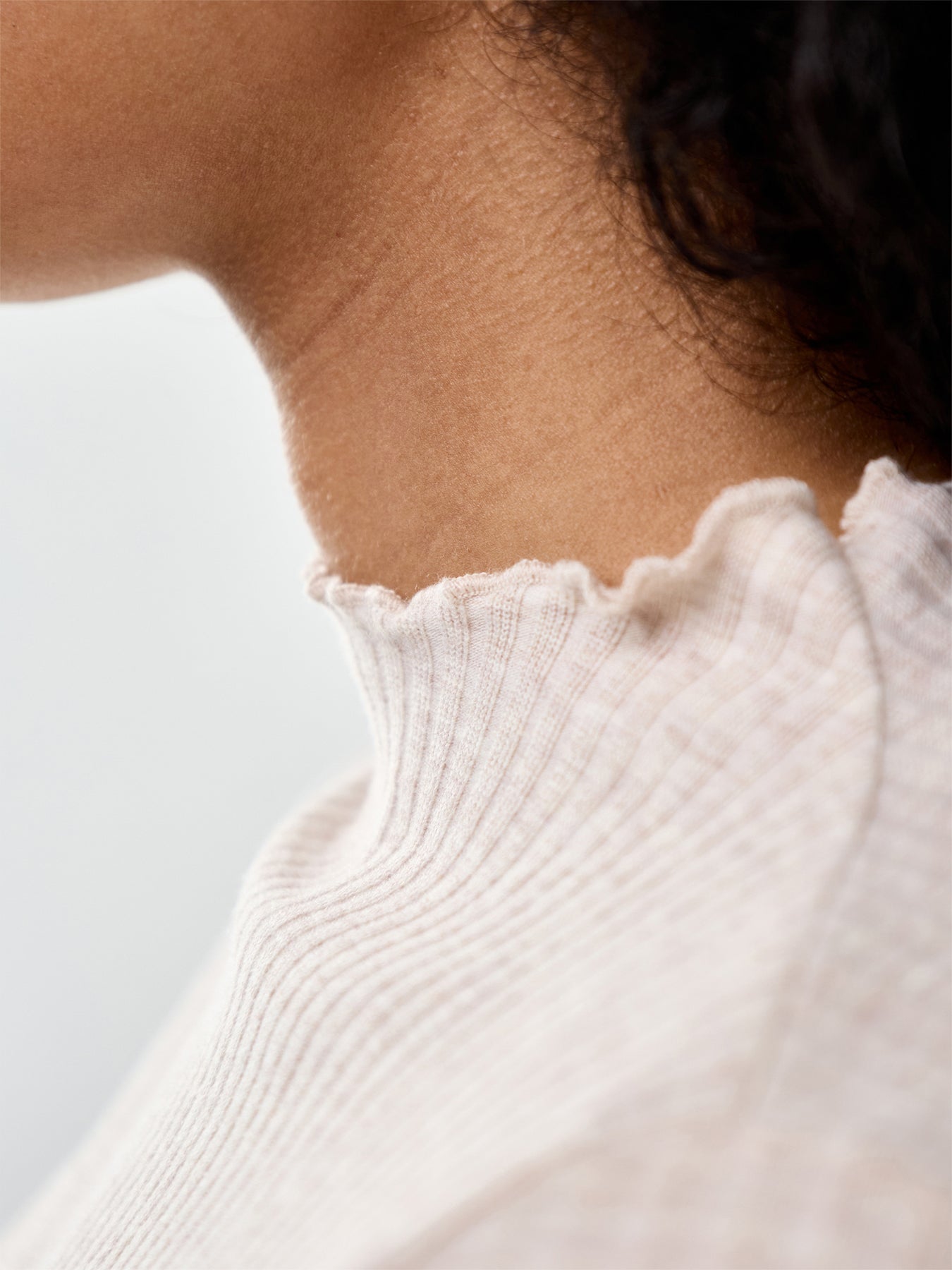 Emma High Neck Long Sleeve Top Cream