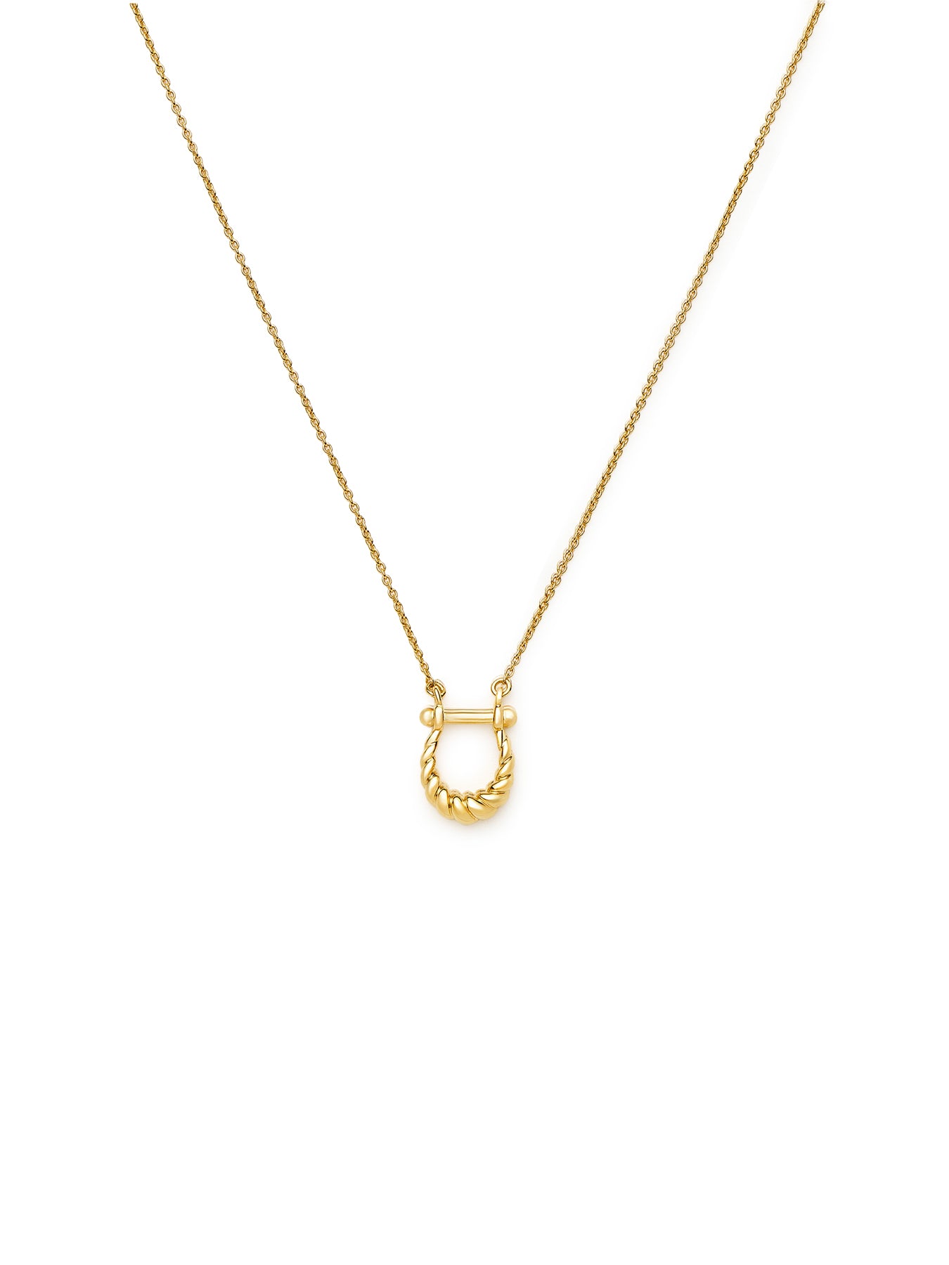 Lunar New Year Horseshoe Pendant Necklace Gold
