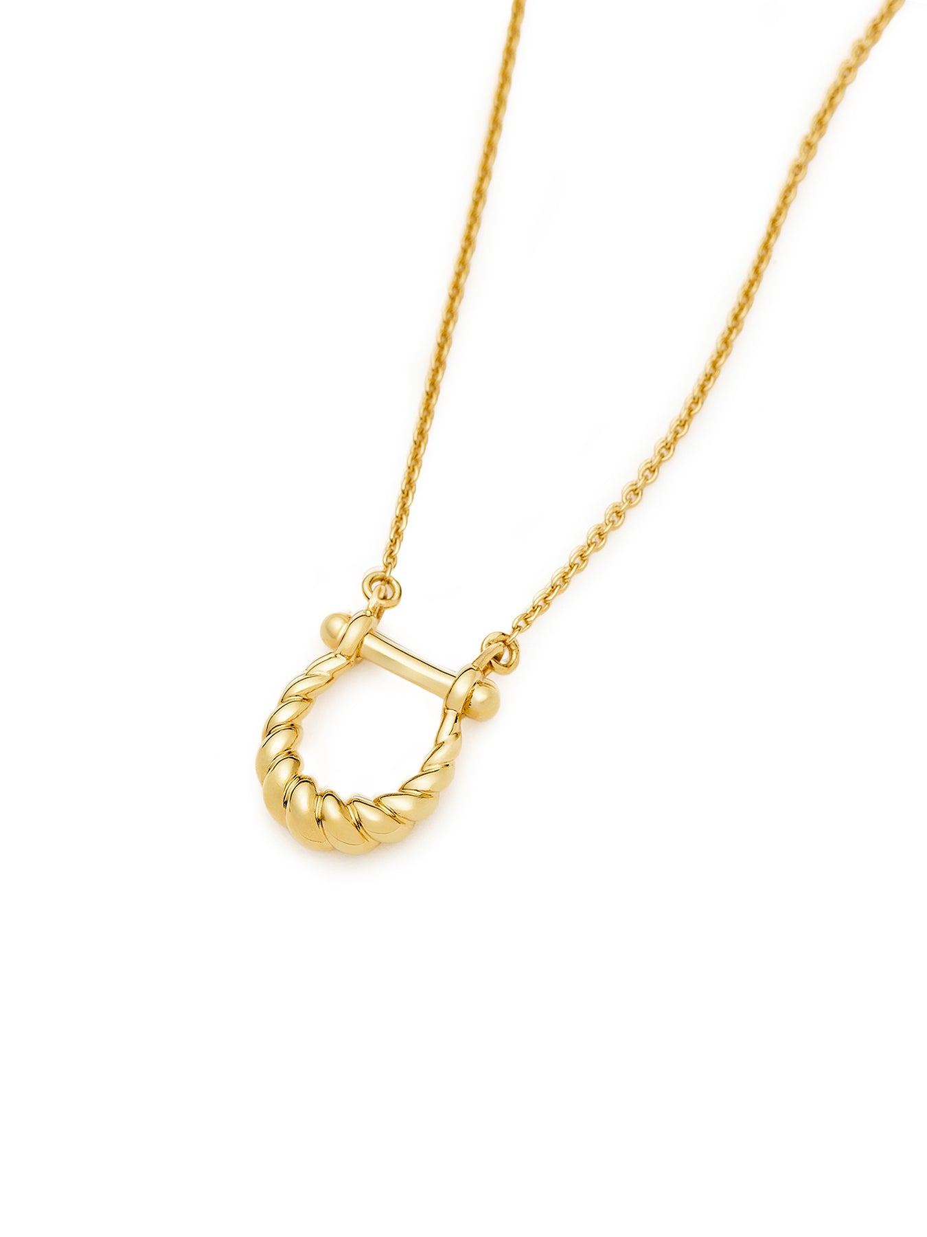 Lunar New Year Horseshoe Pendant Necklace Gold