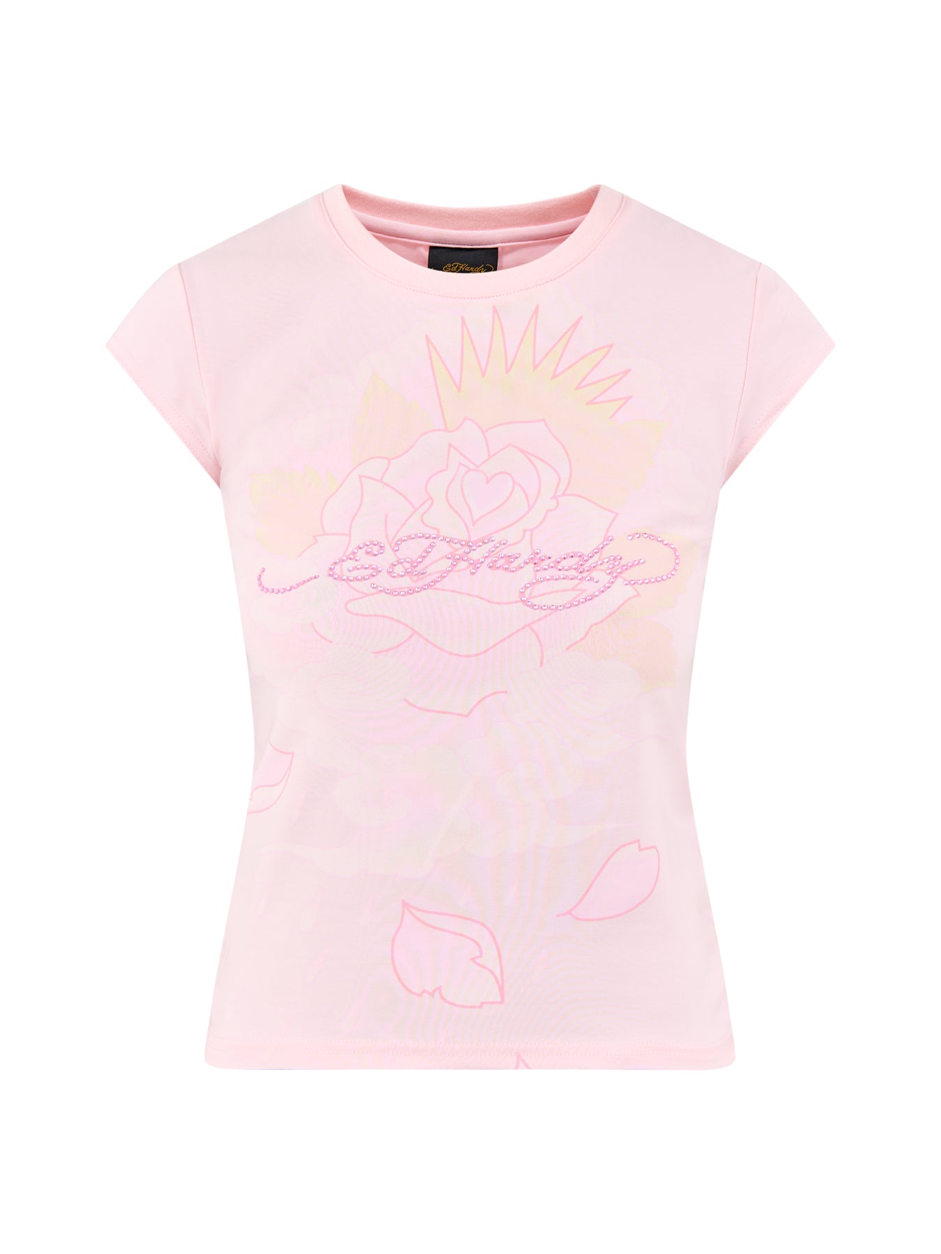 Rainbow and Sunshine Diamante Cap Sleeve Tee Pink