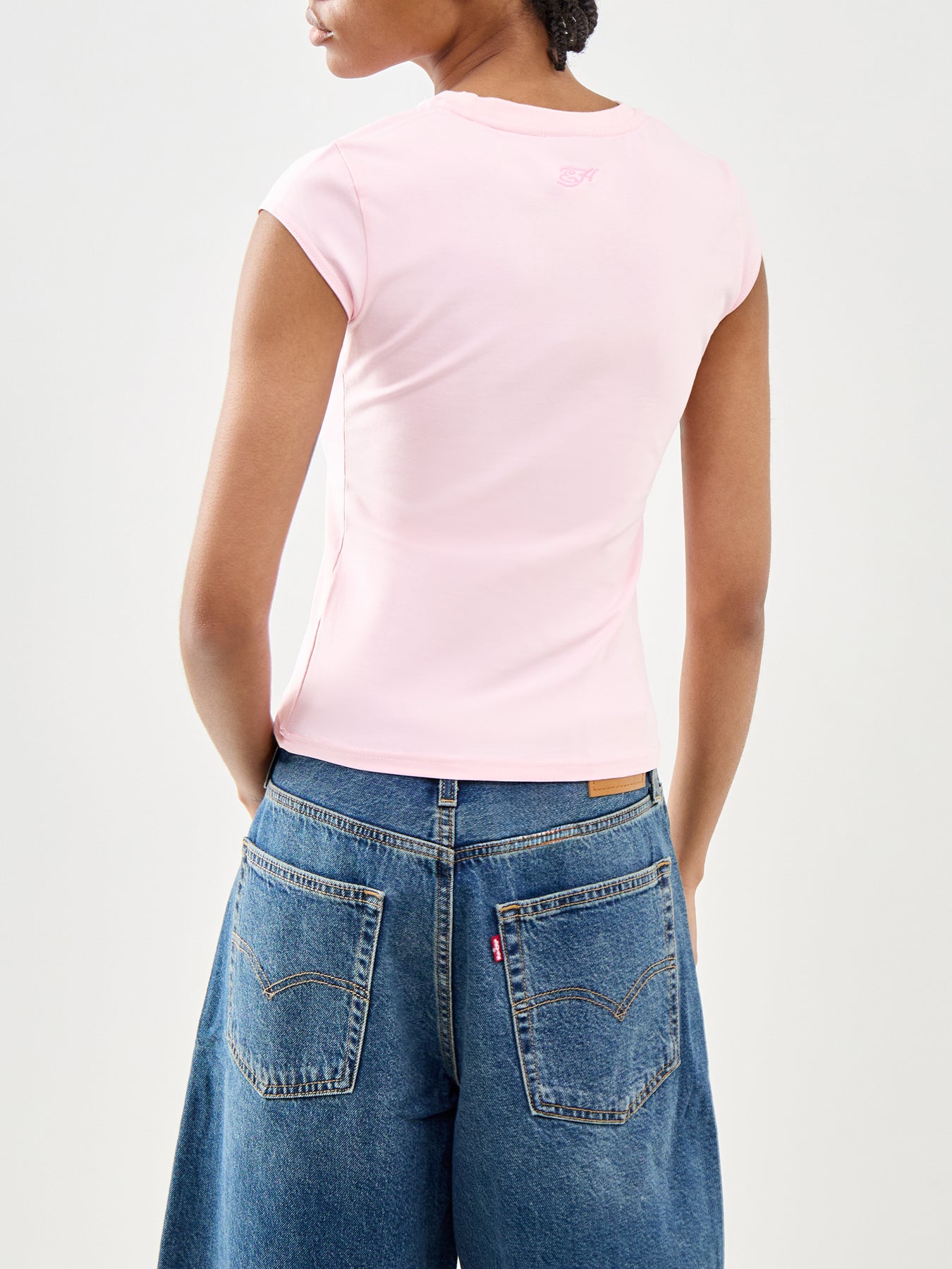 Rainbow and Sunshine Diamante Cap Sleeve Tee Pink