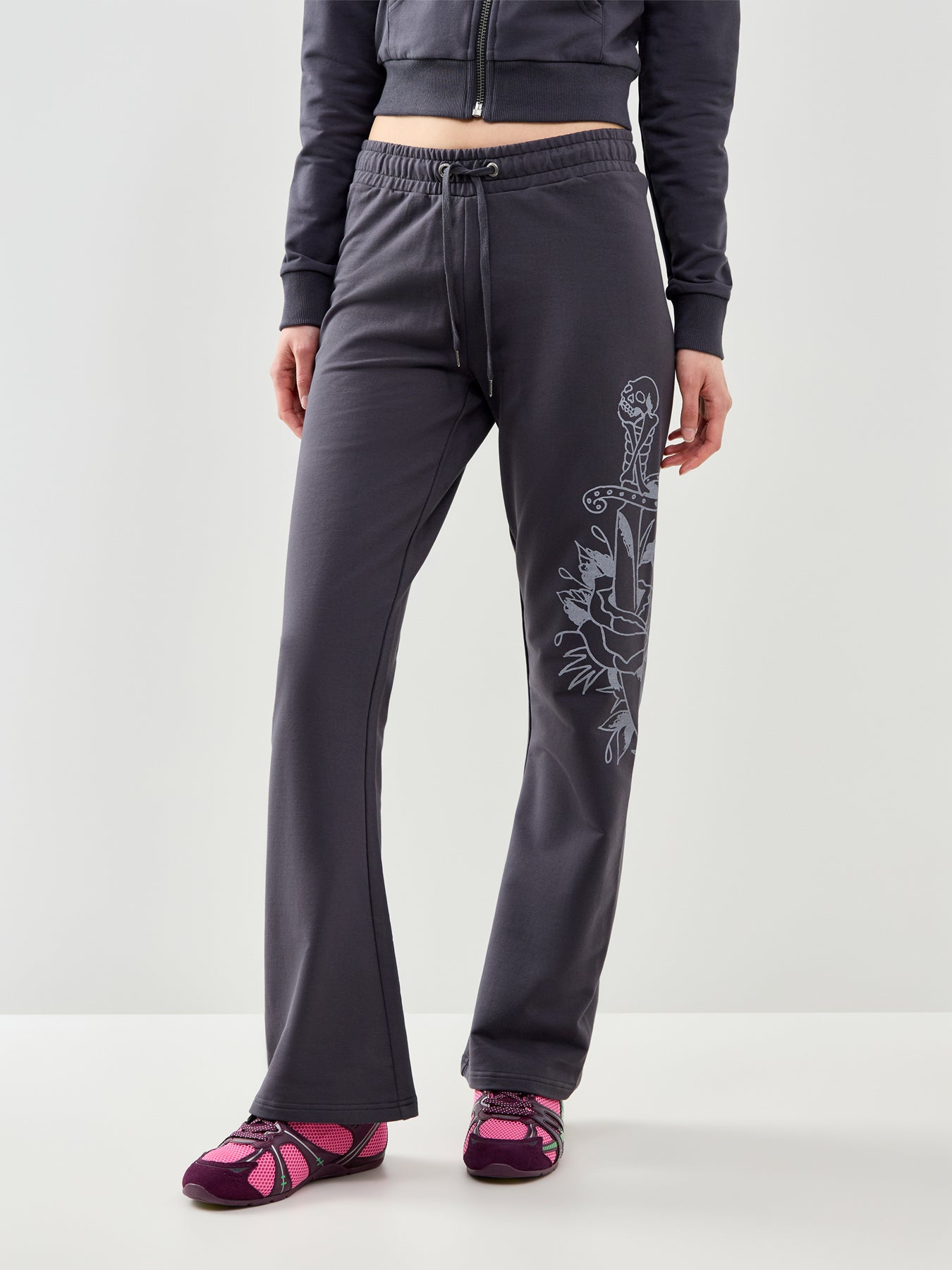 Love Is Mystery Flared Joggers Grey