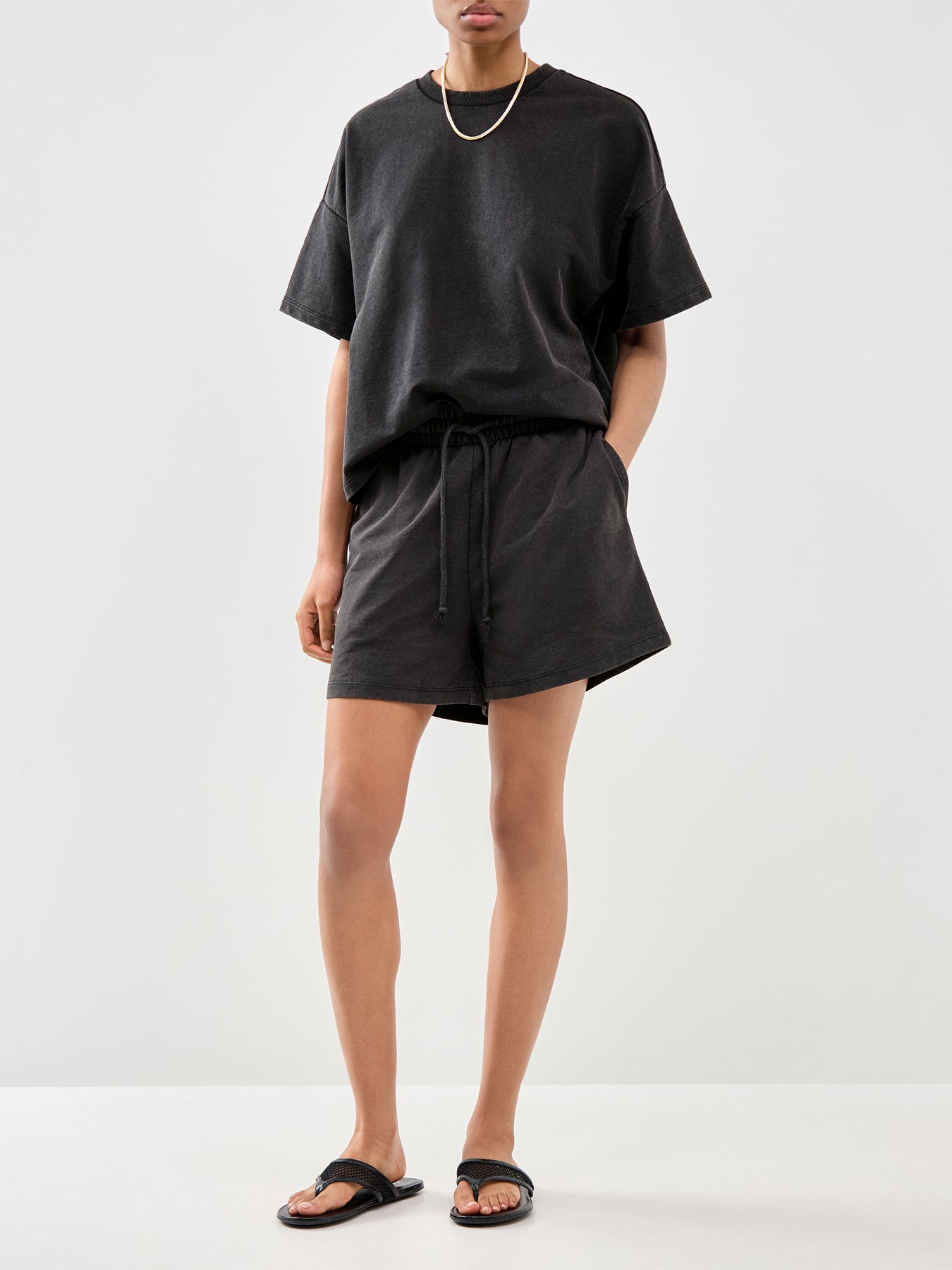 Chilli Summer Washed Sweat Shorts Black